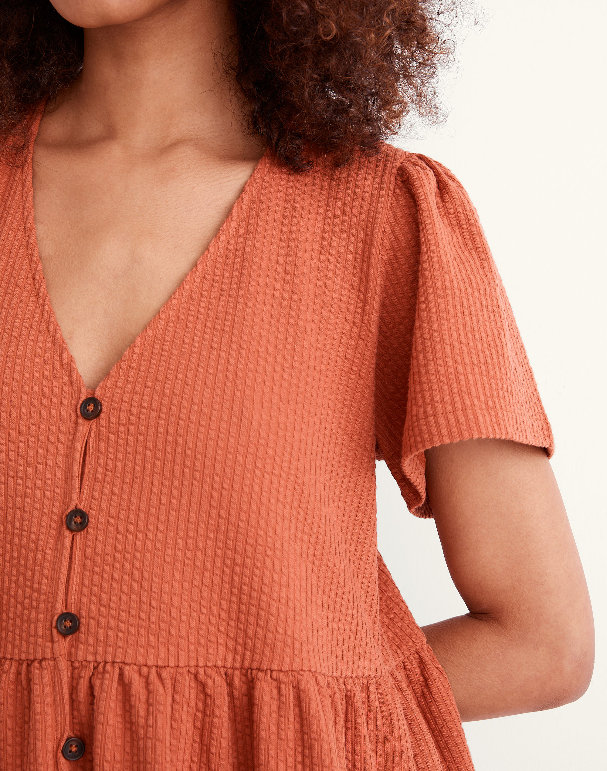 Seersucker Knit Button-Front Midi Dress | Madewell