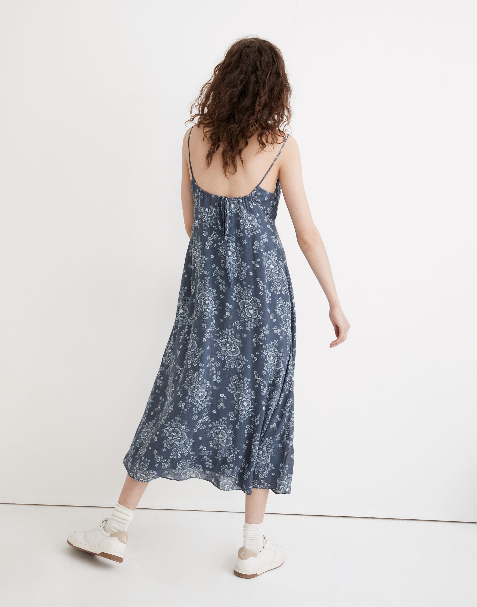 Tie-Back Button-Front Midi Dress in Archival Floral | Madewell