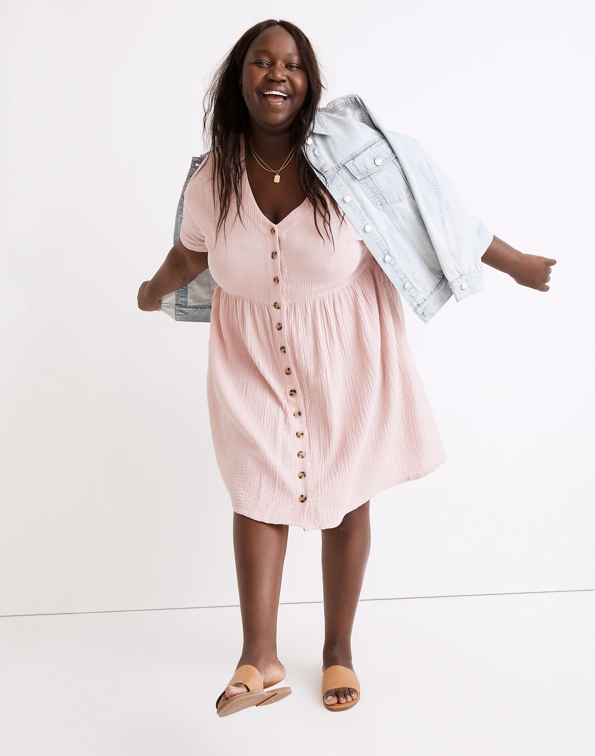 Plus Lightspun Button-Front Mini Dress | Madewell