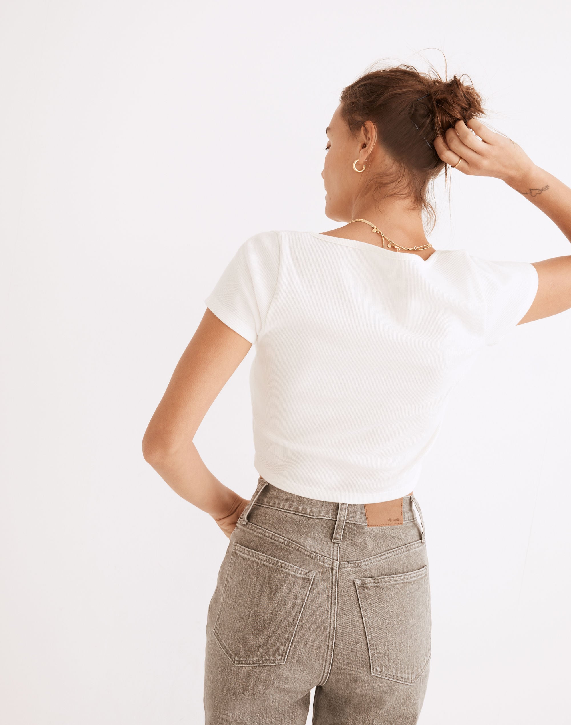 Ribbed Henley High-Crop Tee | Madewell