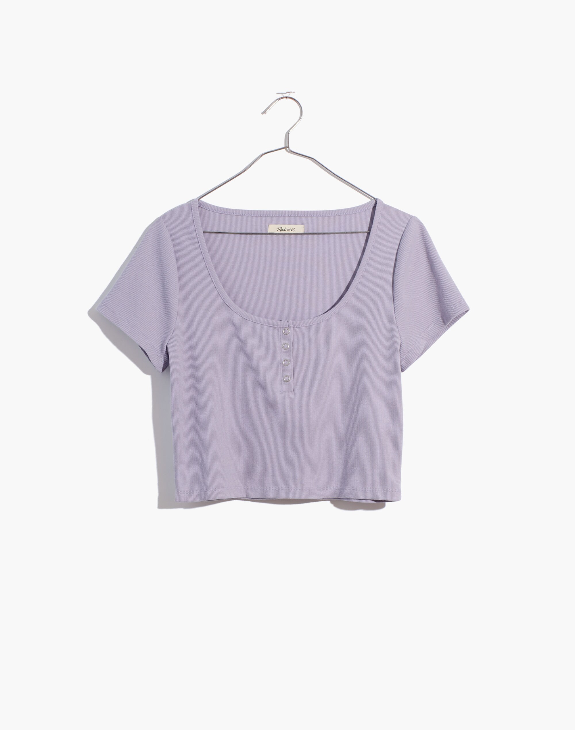 Ribbed Henley High-Crop Tee