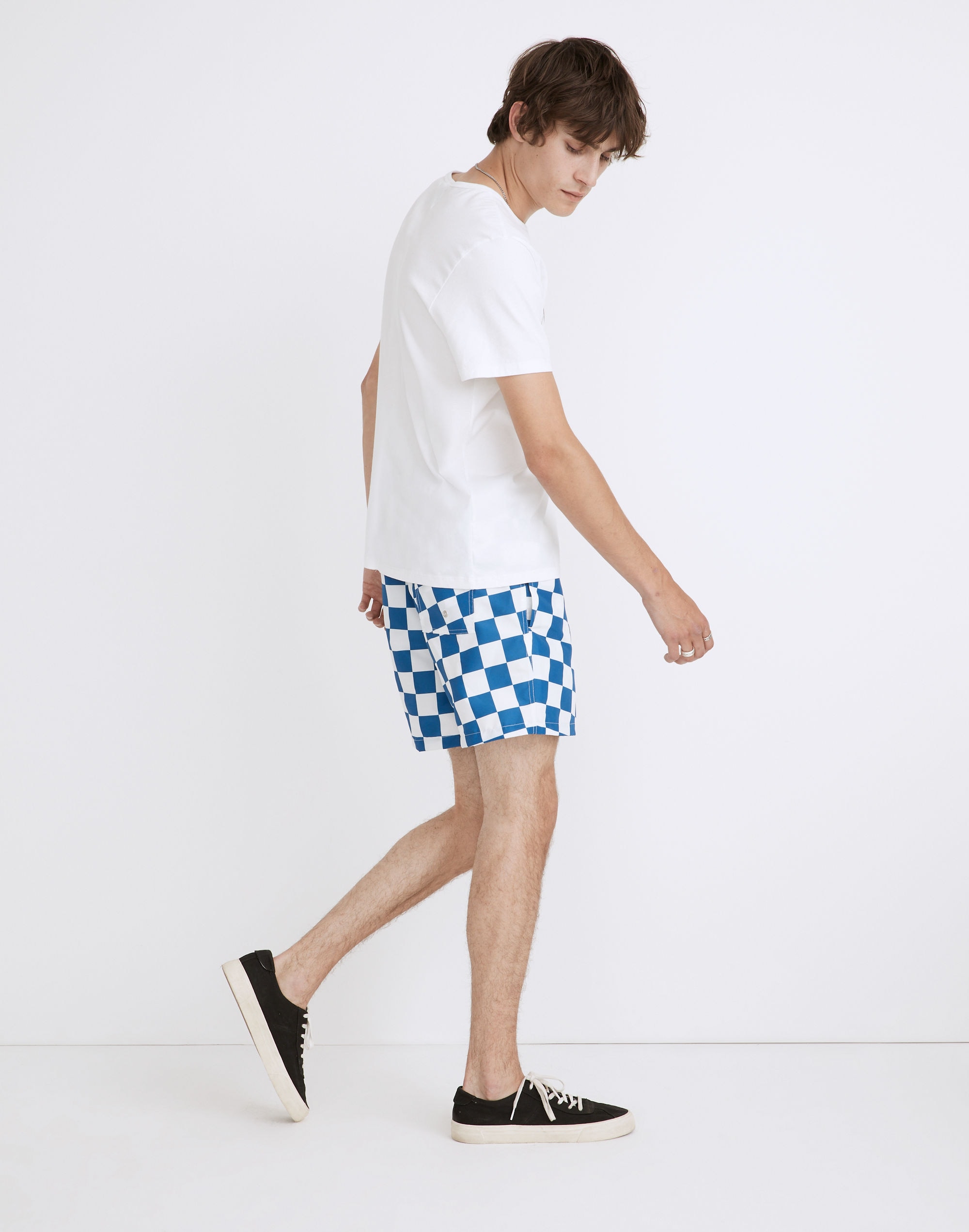 Bather Swim Trunks in Blue Checkerboard | Madewell