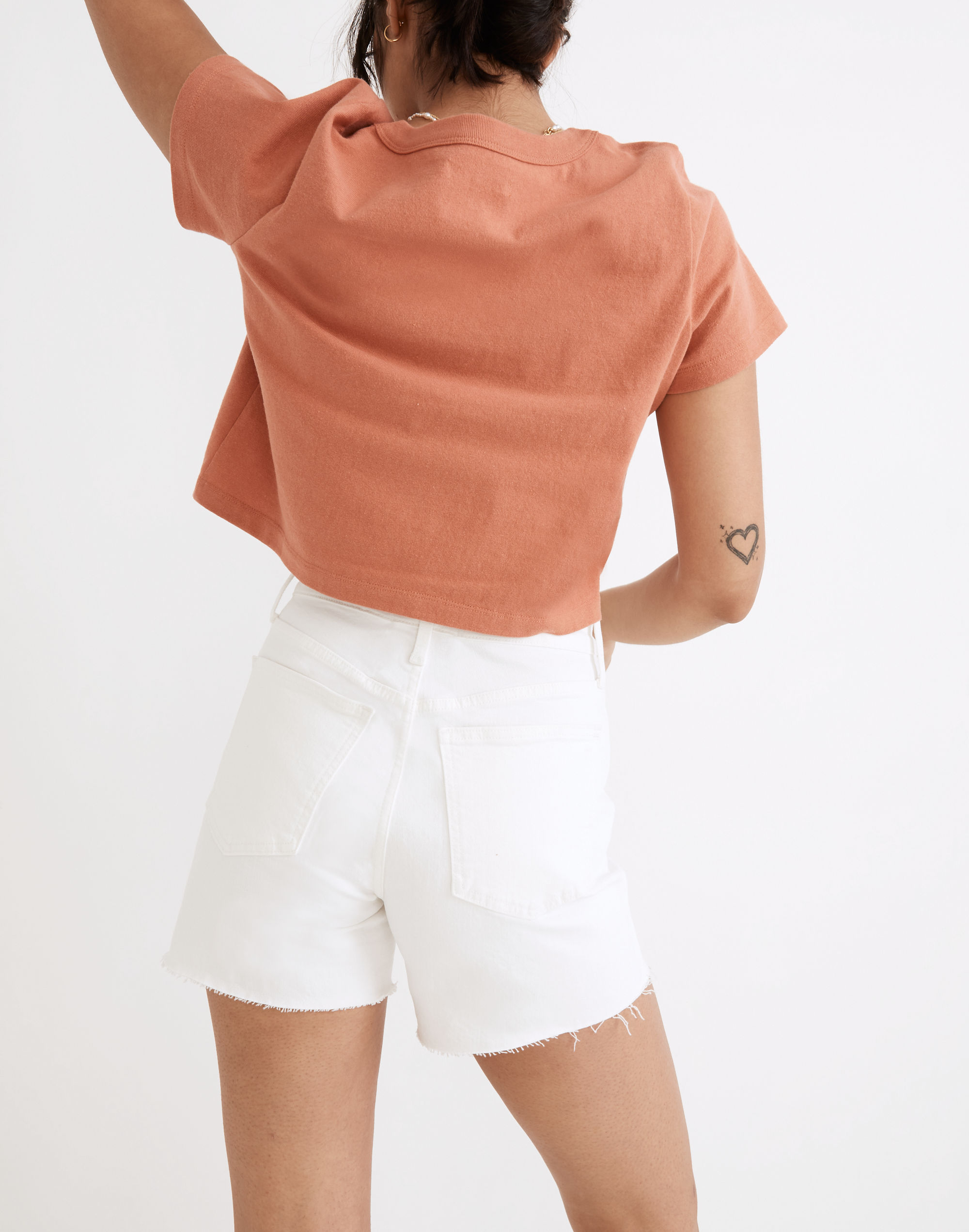 The Perfect Mid-Length Jean Short in Tile White | Madewell