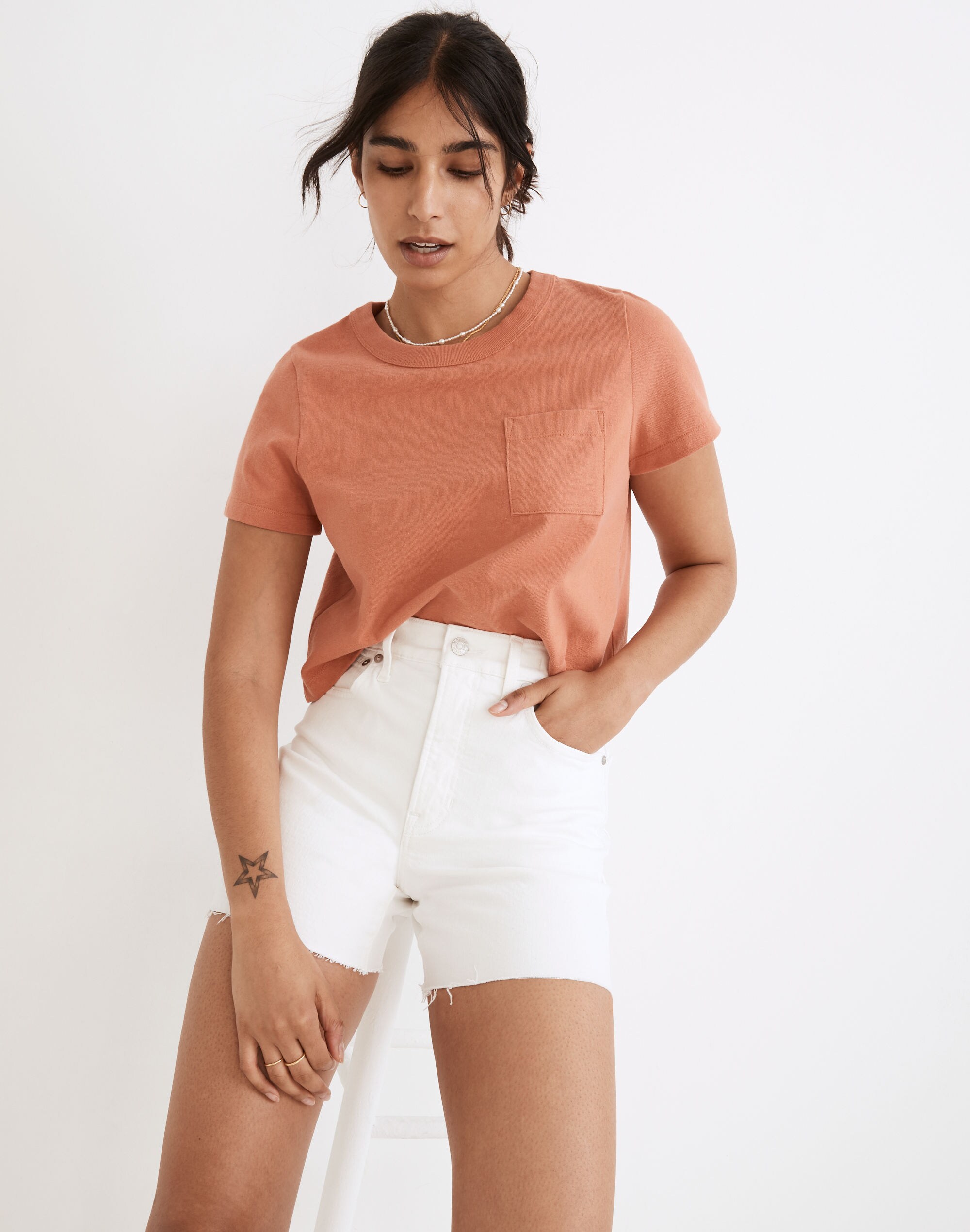 The Perfect Mid-Length Jean Short Tile White | Madewell