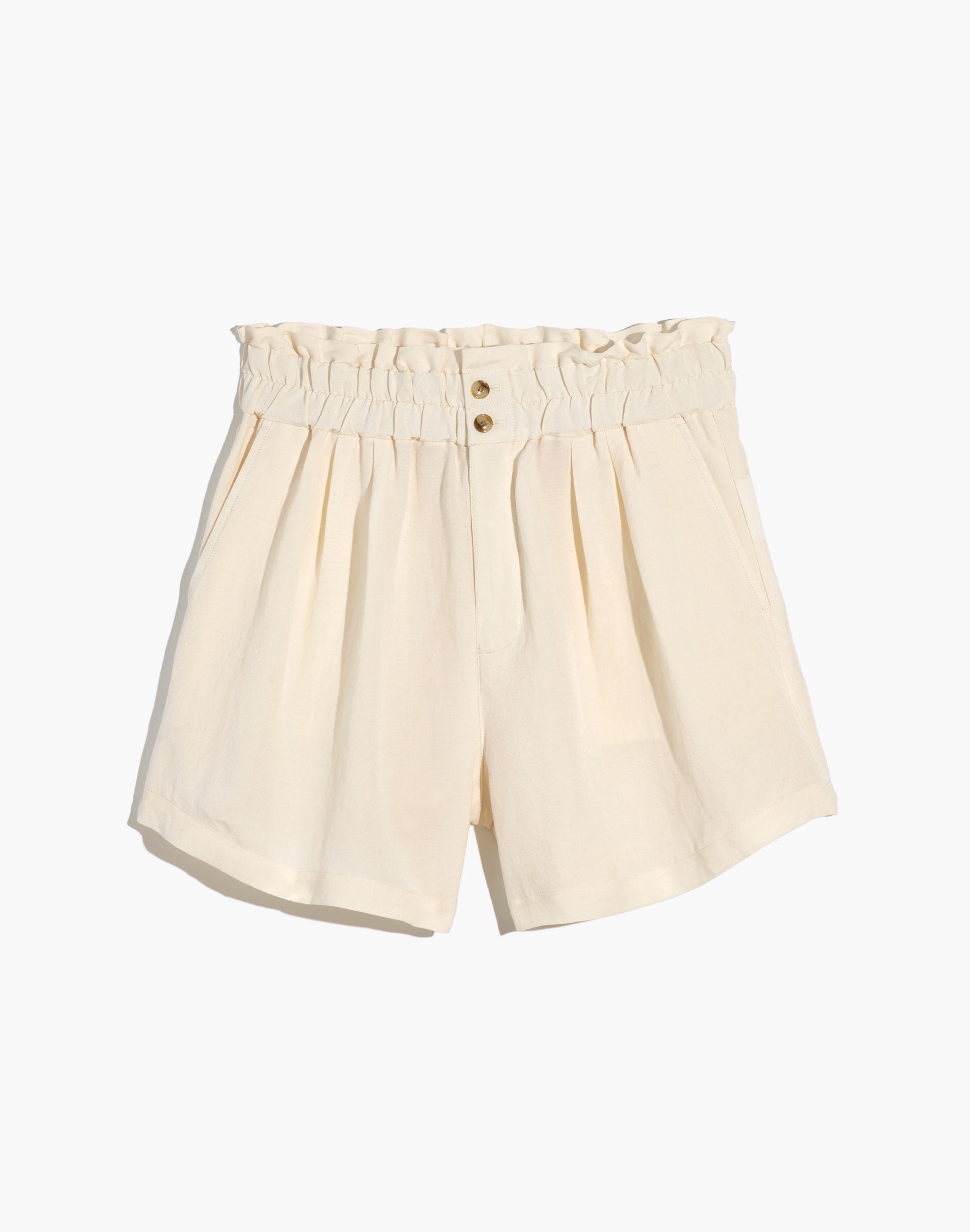 Madeline Paperbag Cotton Shorts in Off White