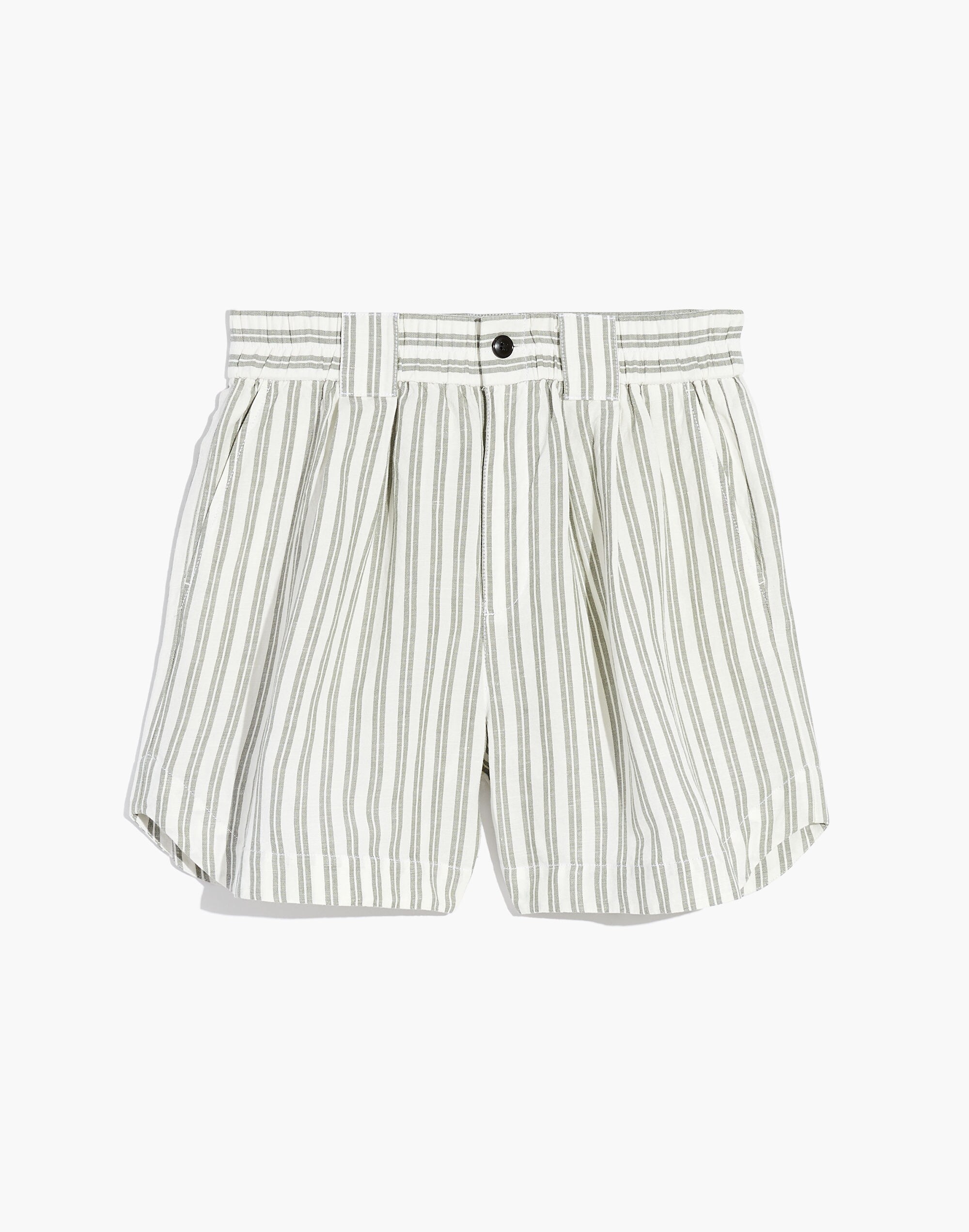 Linen-Blend Curved-Hem Shorts Stripe | Madewell