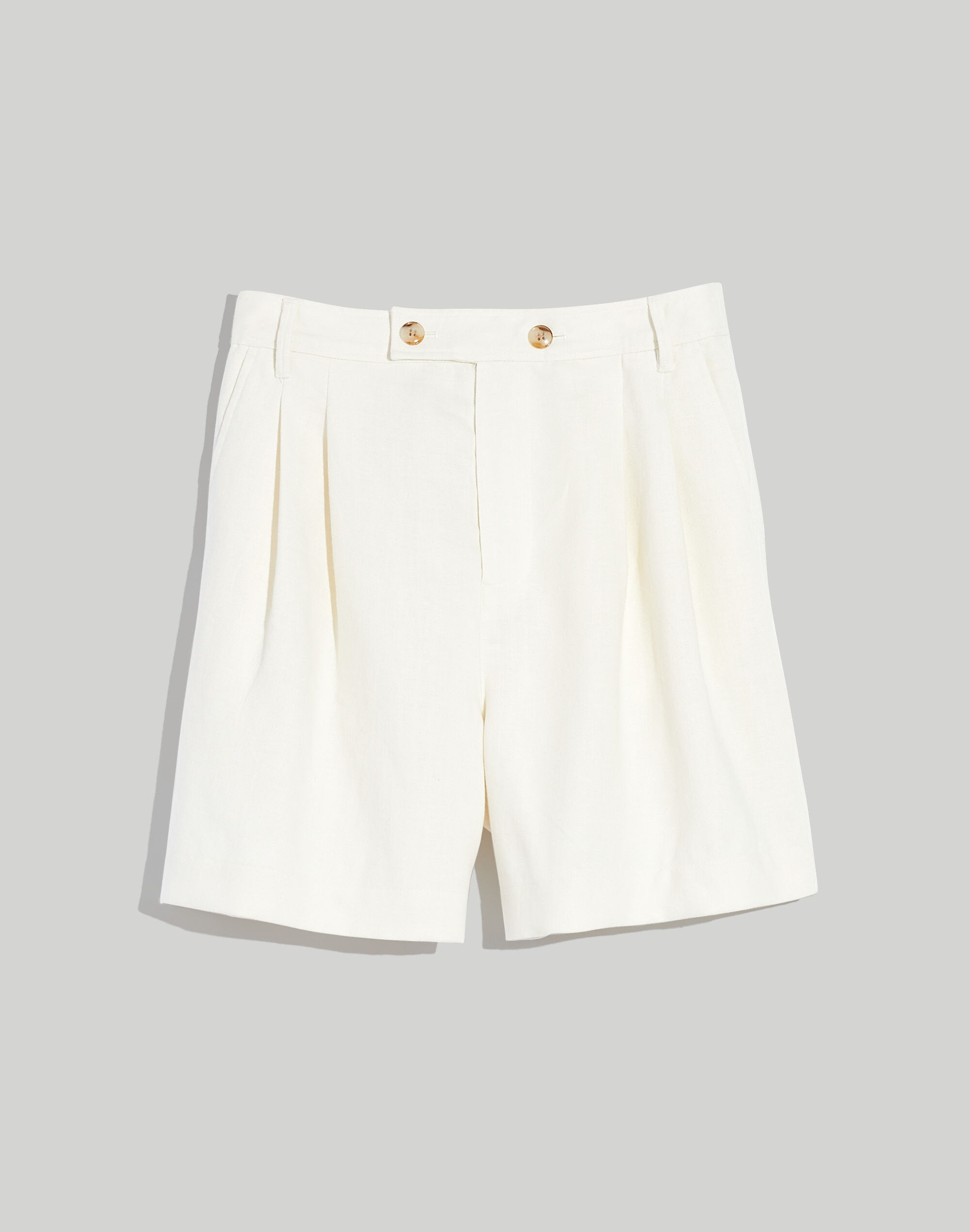 Clarke Pleated Shorts in Travel Linen-Blend