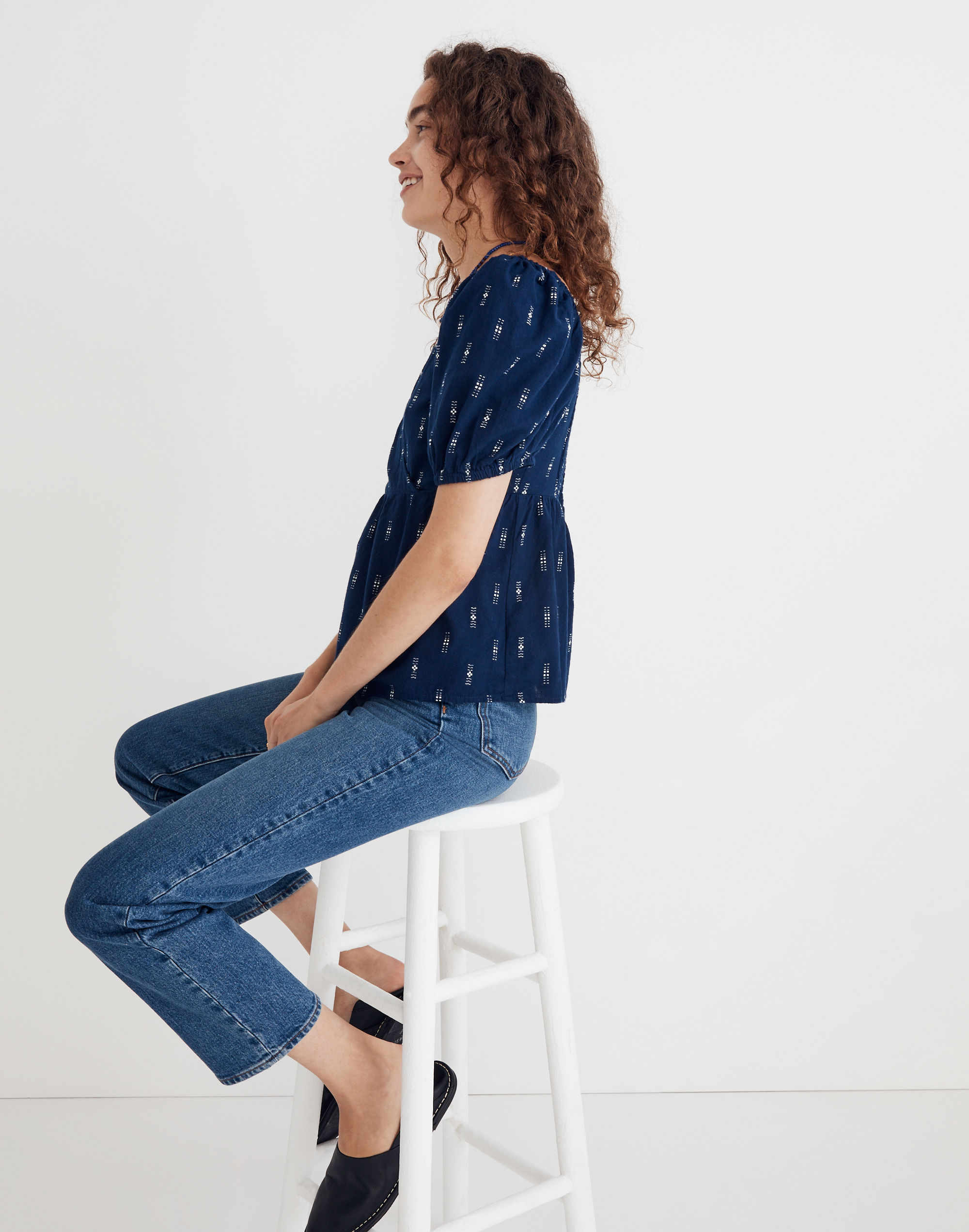 Jacquard Puff-Sleeve Empire Top | Madewell