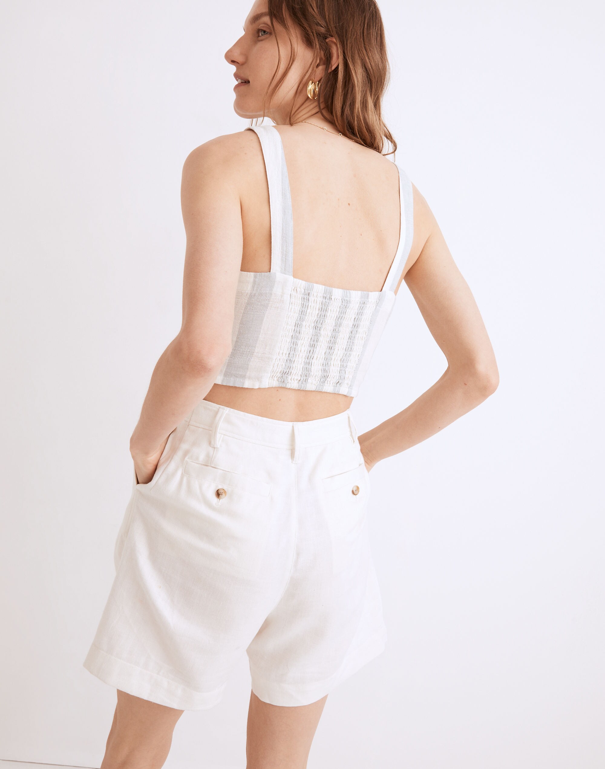 Linen-Blend Abbie Crop Top Stripe | Madewell