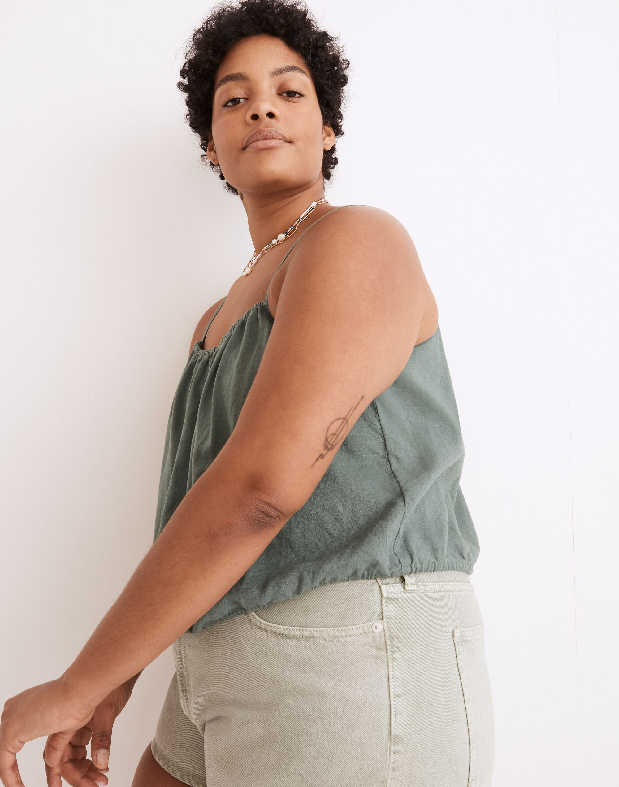 Linen-Blend Meriden Bubble Top | Madewell