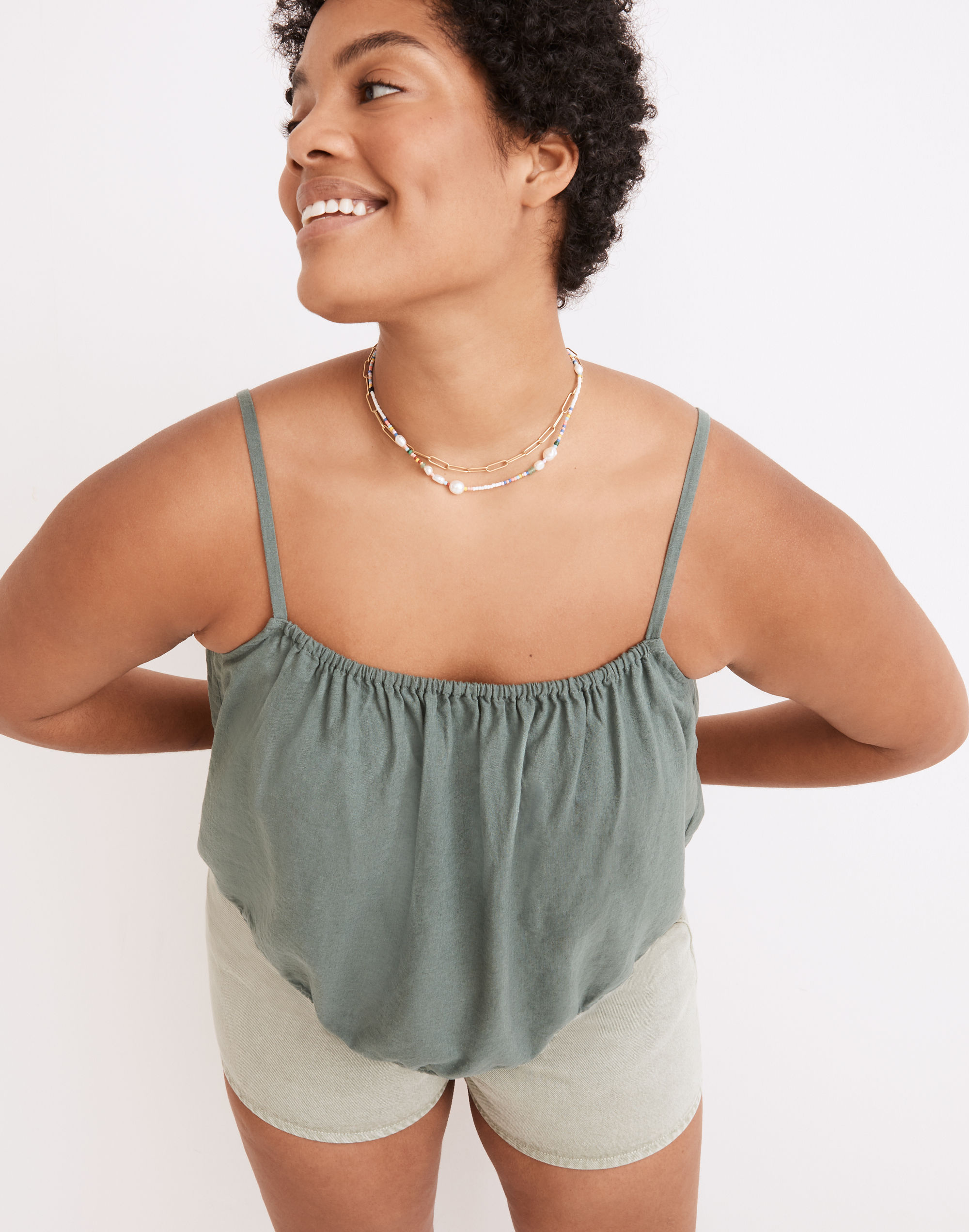 Linen-Blend Meriden Bubble Top | Madewell