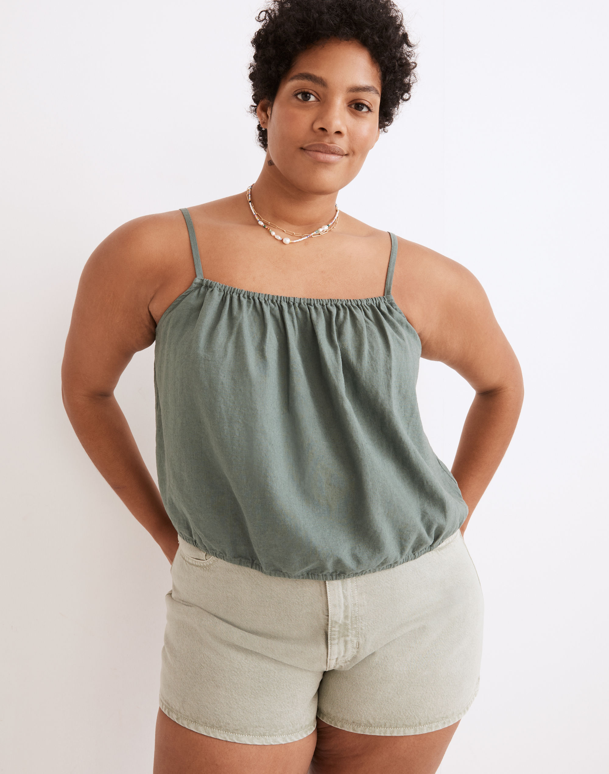 Linen-Blend Meriden Bubble Top | Madewell