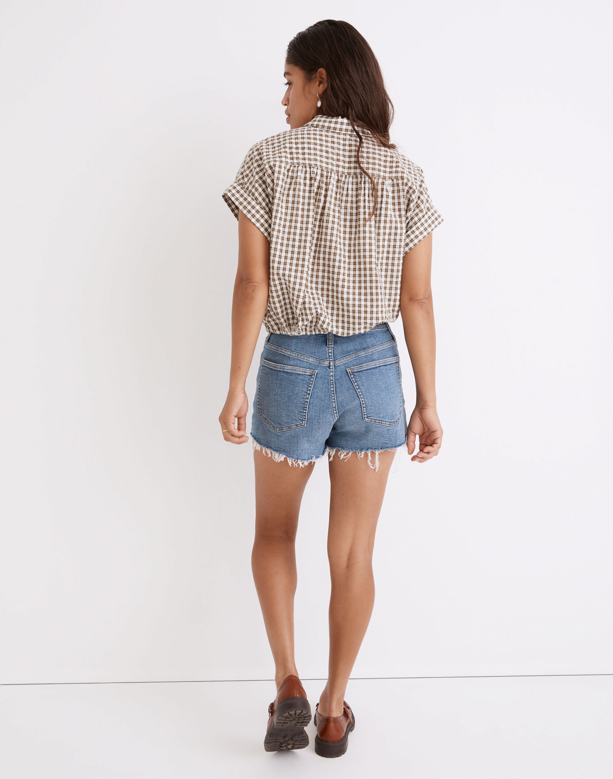 Seersucker Button-Up Drawstring Shirt Plaid | Madewell