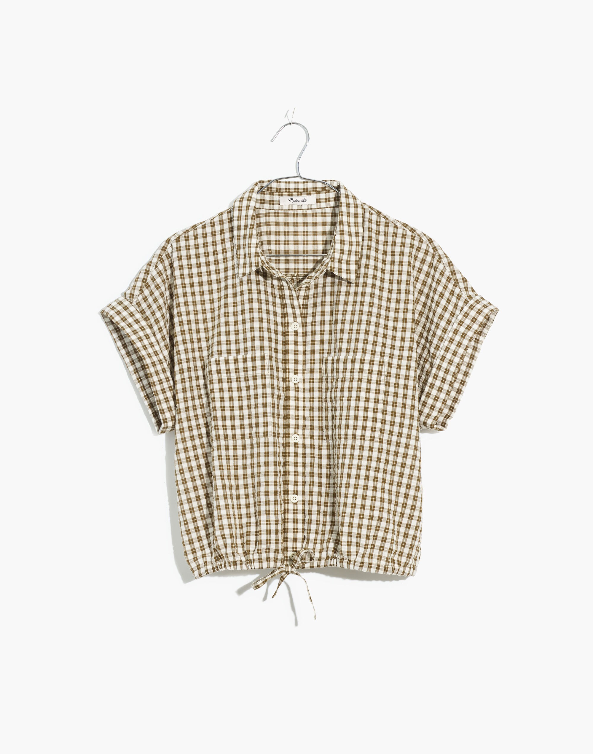 Seersucker Button-Up Drawstring Shirt Plaid | Madewell