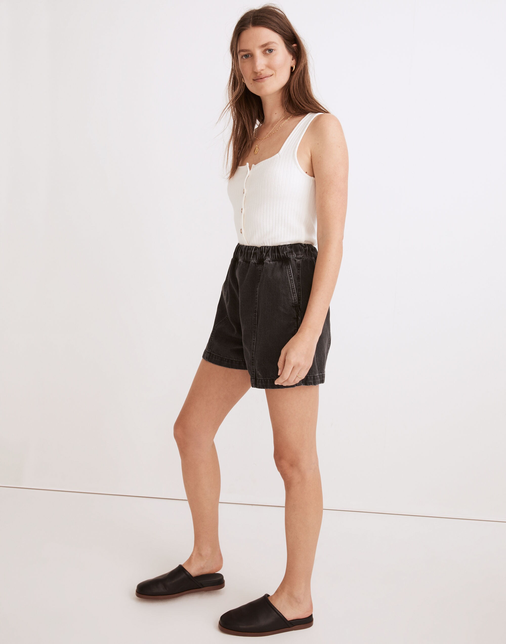 Denim Easy Pull-On Shorts in Lunar Wash: TENCEL™ Denim Edition