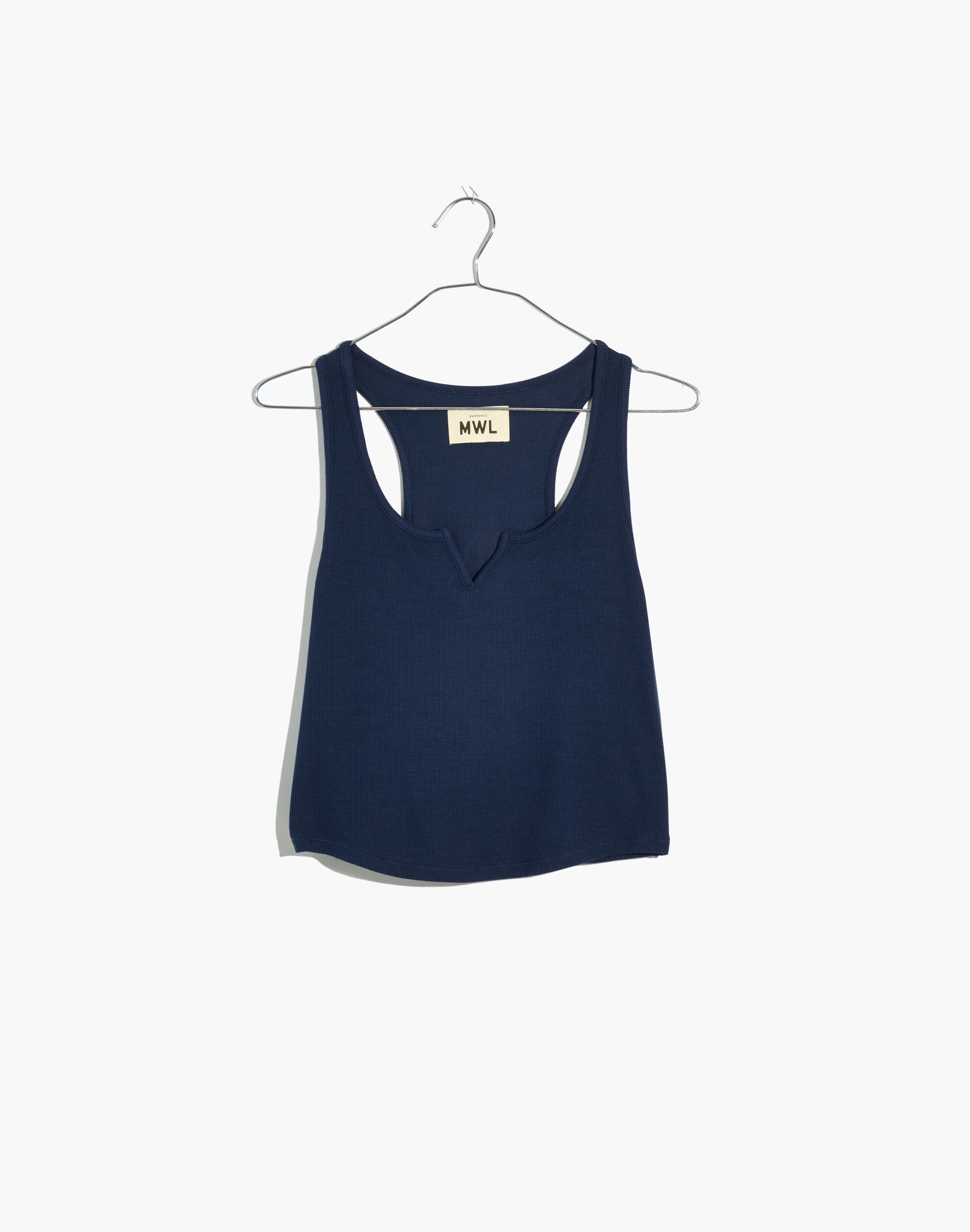 MWL Ribbed Split-Neck Crop Tank | Madewell