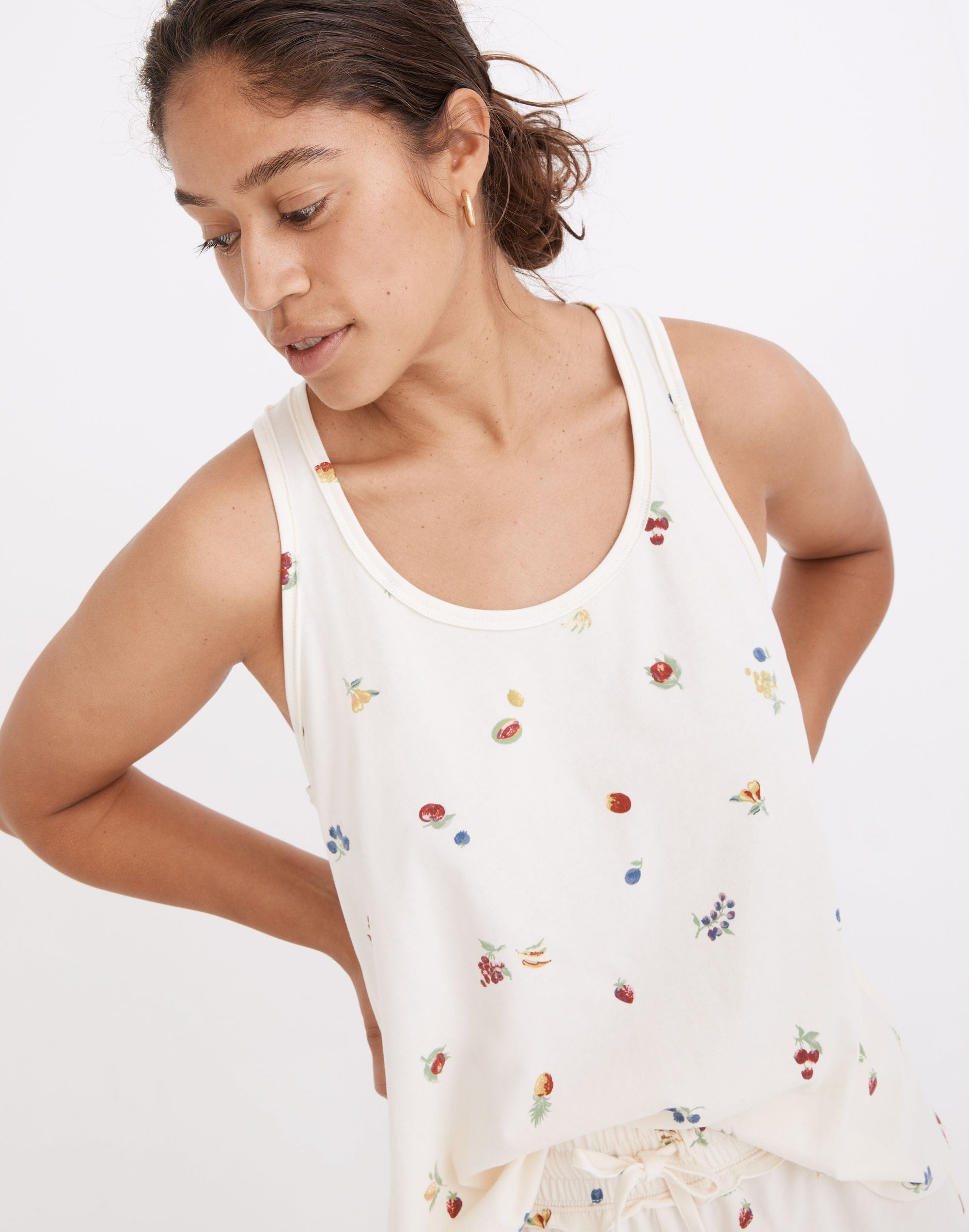 Raw-Edge Pajama Tank in Fresca Fruit