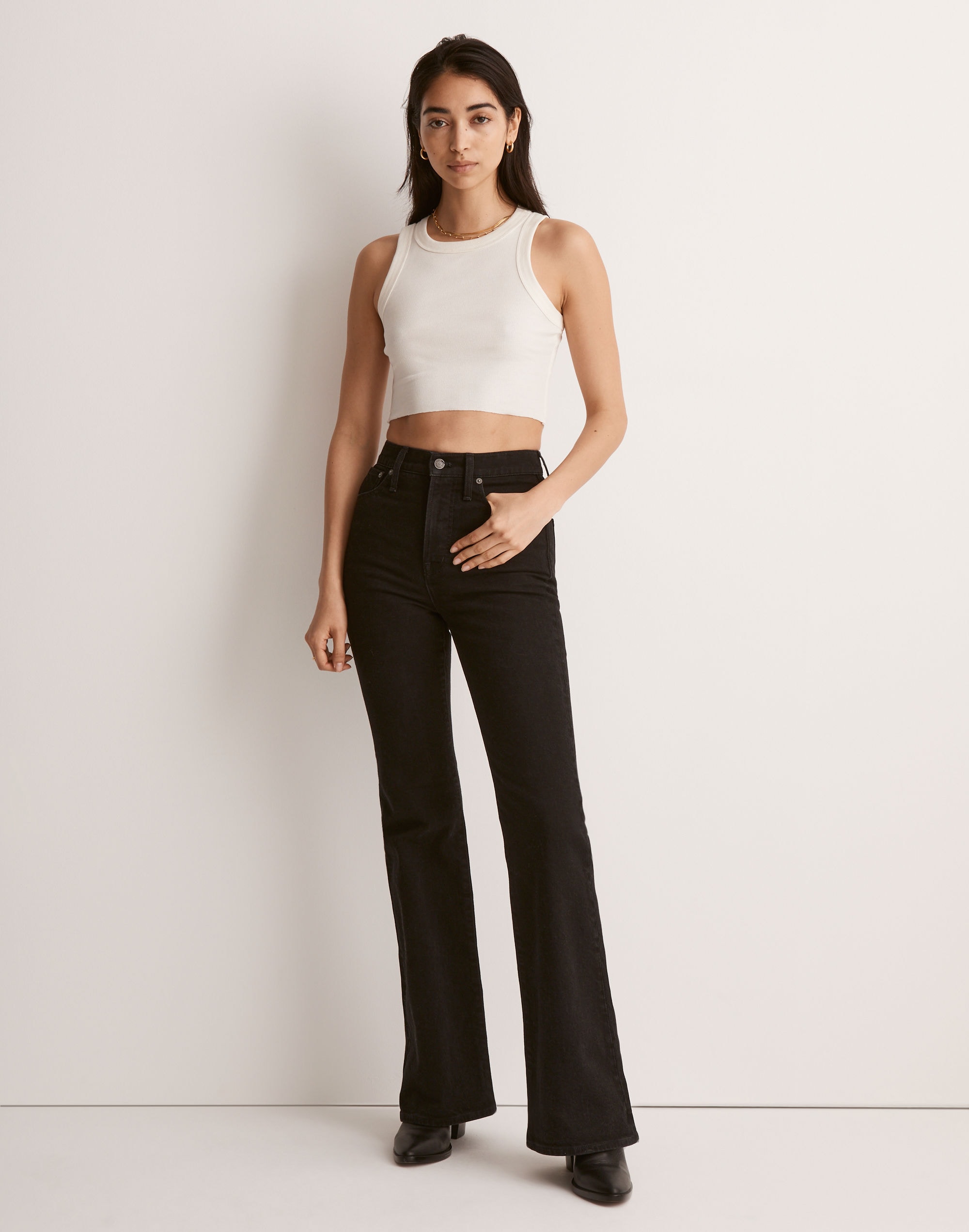 Muse Chunky Knit Kick Flare Trousers in Black