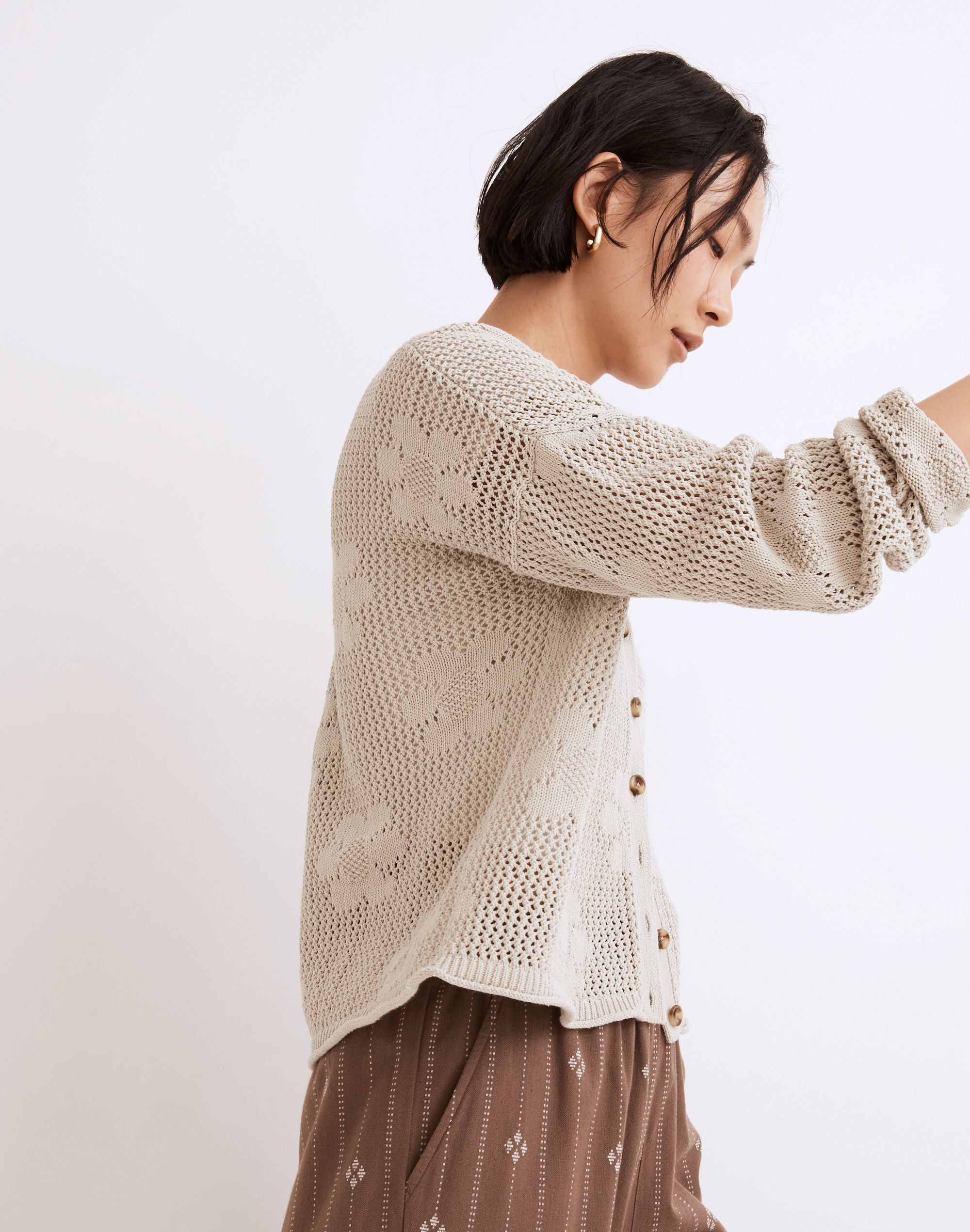 Floral Open-Stitch Cardigan Sweater | Madewell