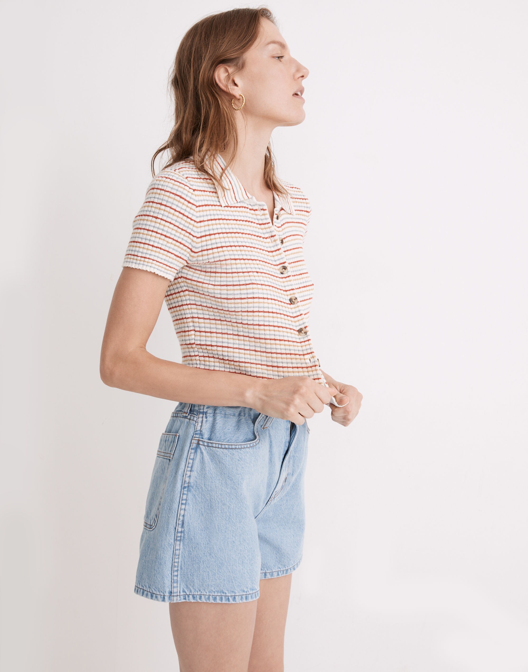 Barbrook Button-Front Sweater Polo in Stripe | Madewell