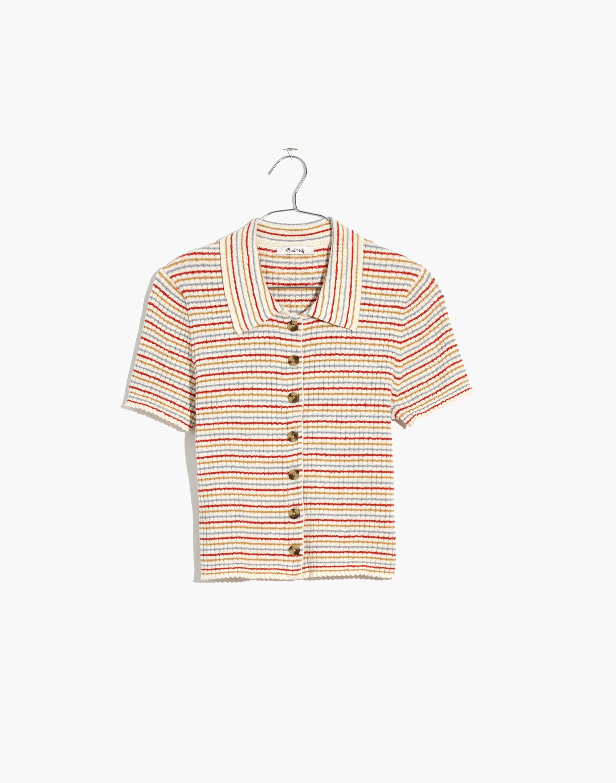 Barbrook Button-Front Sweater Polo in Stripe | Madewell