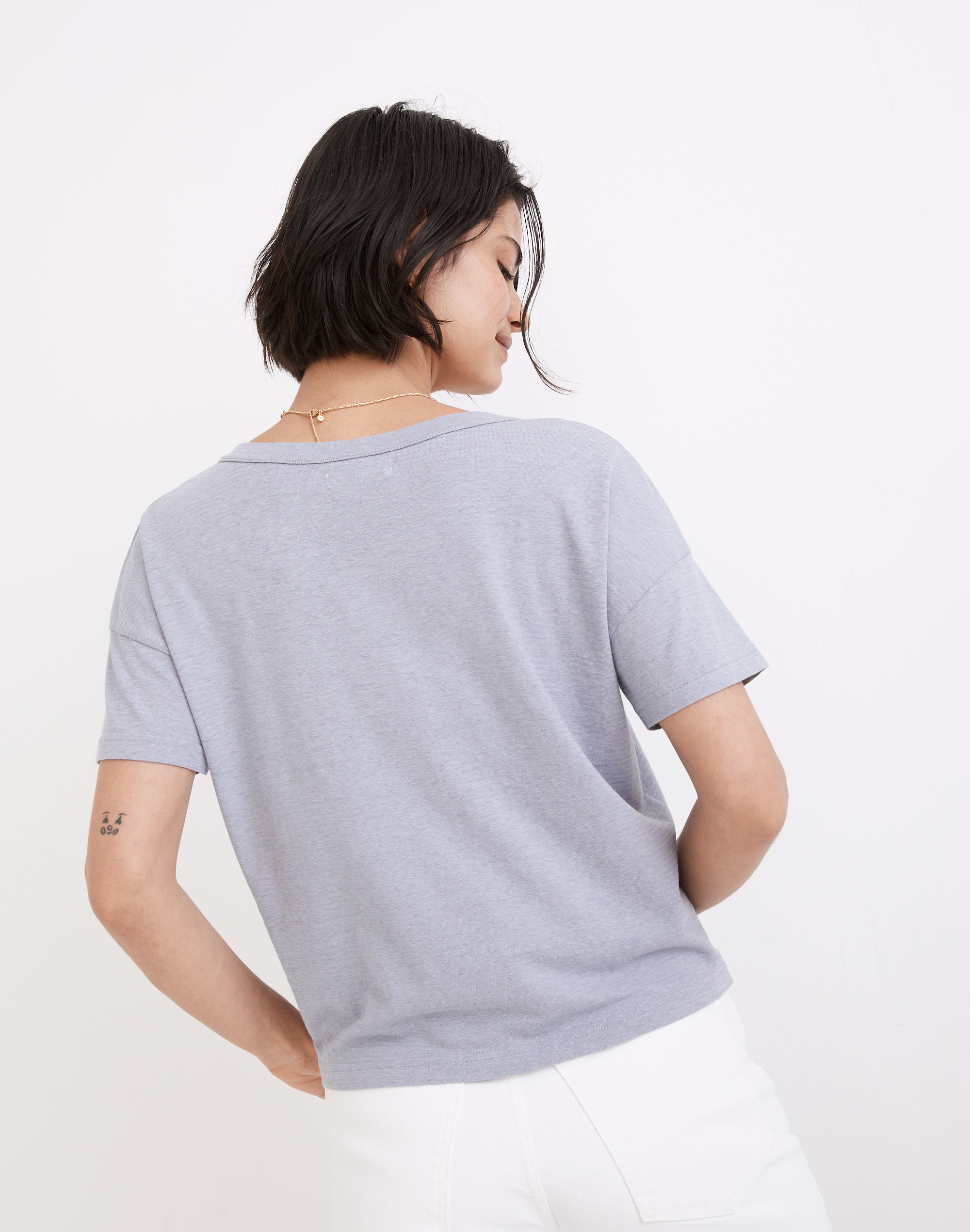 Hemp-Cotton Split-Neck Crop Tee | Madewell