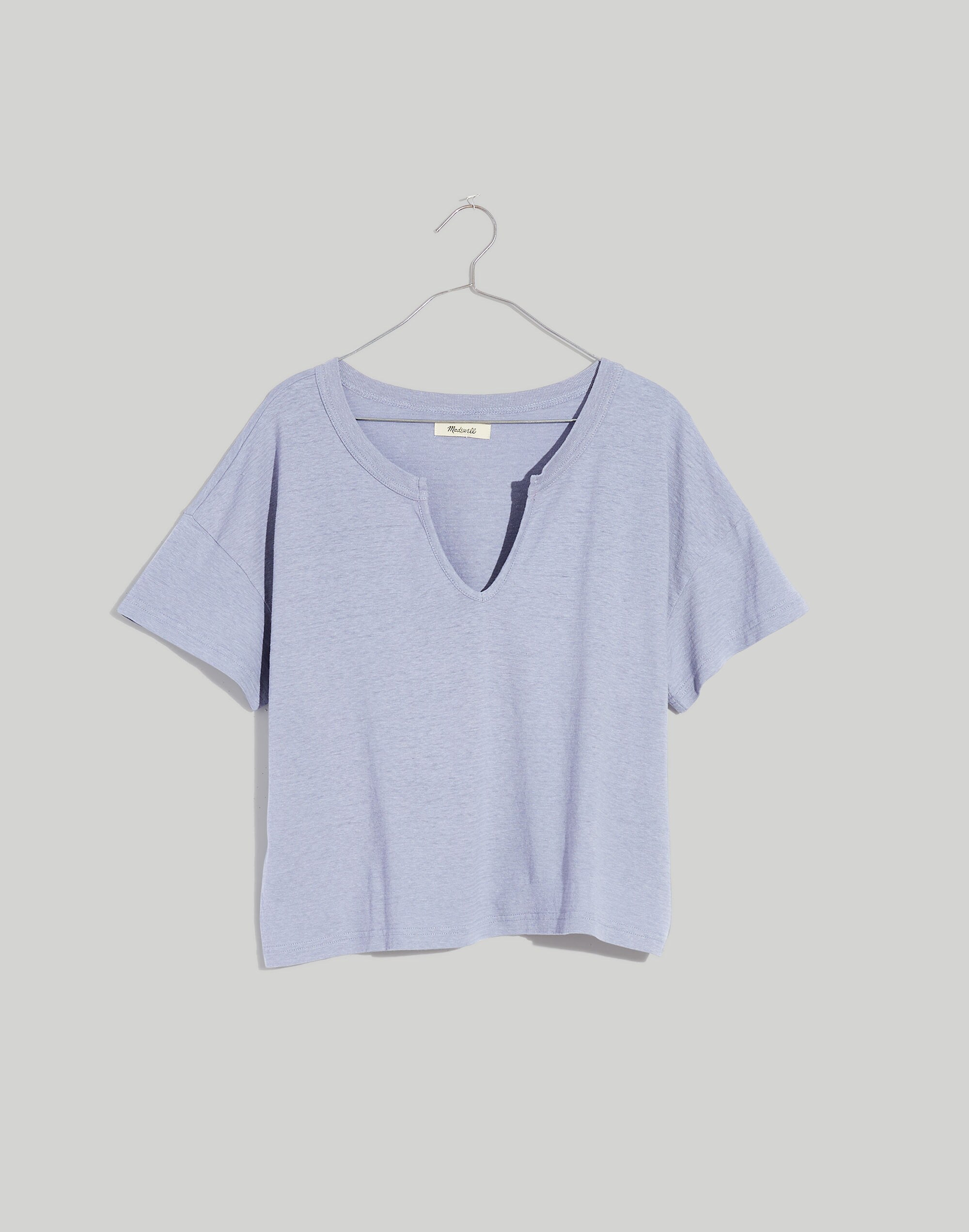 Hemp-Cotton Split-Neck Crop Tee | Madewell