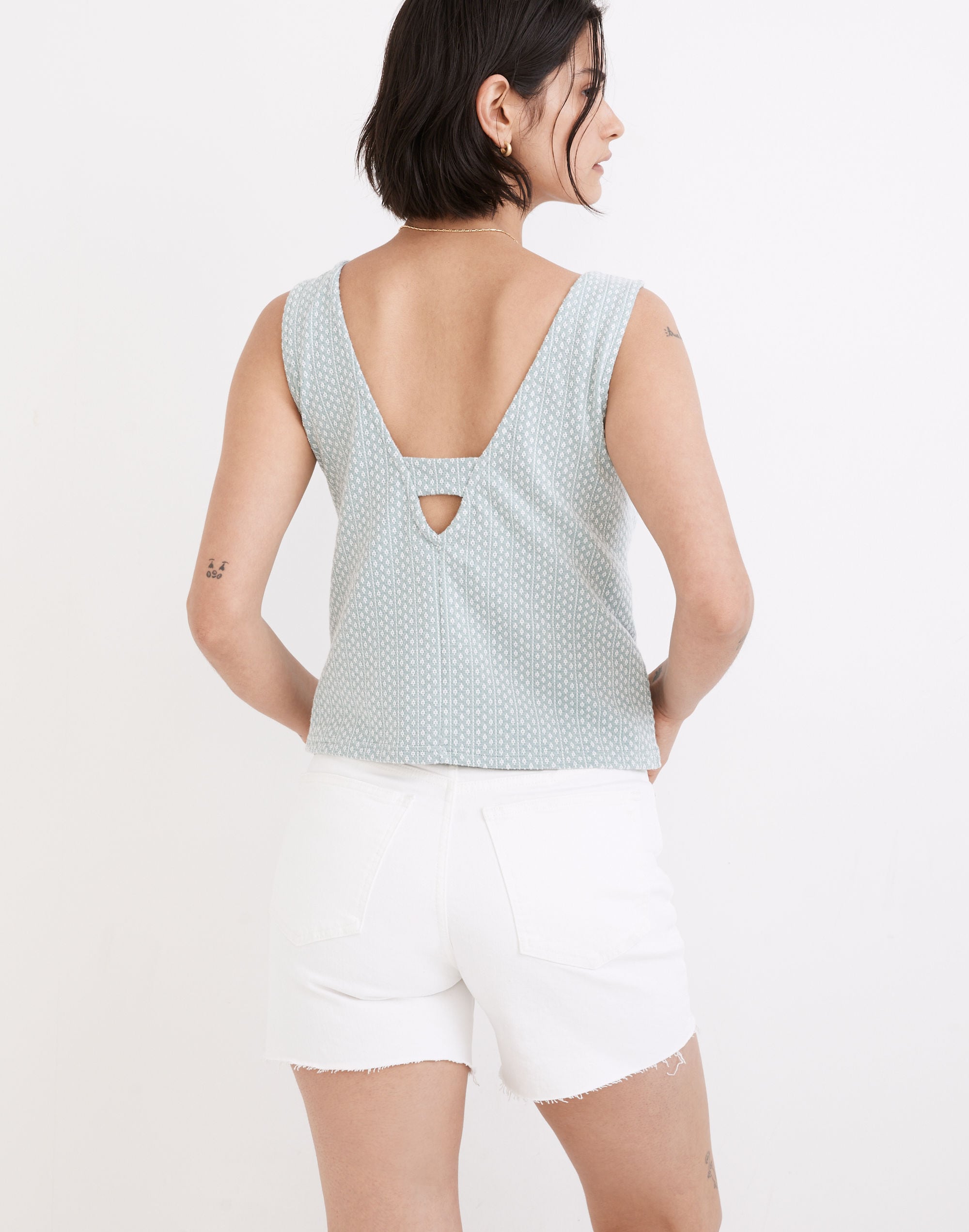 Jacquard Peekaboo-Back Crop Tank | Madewell