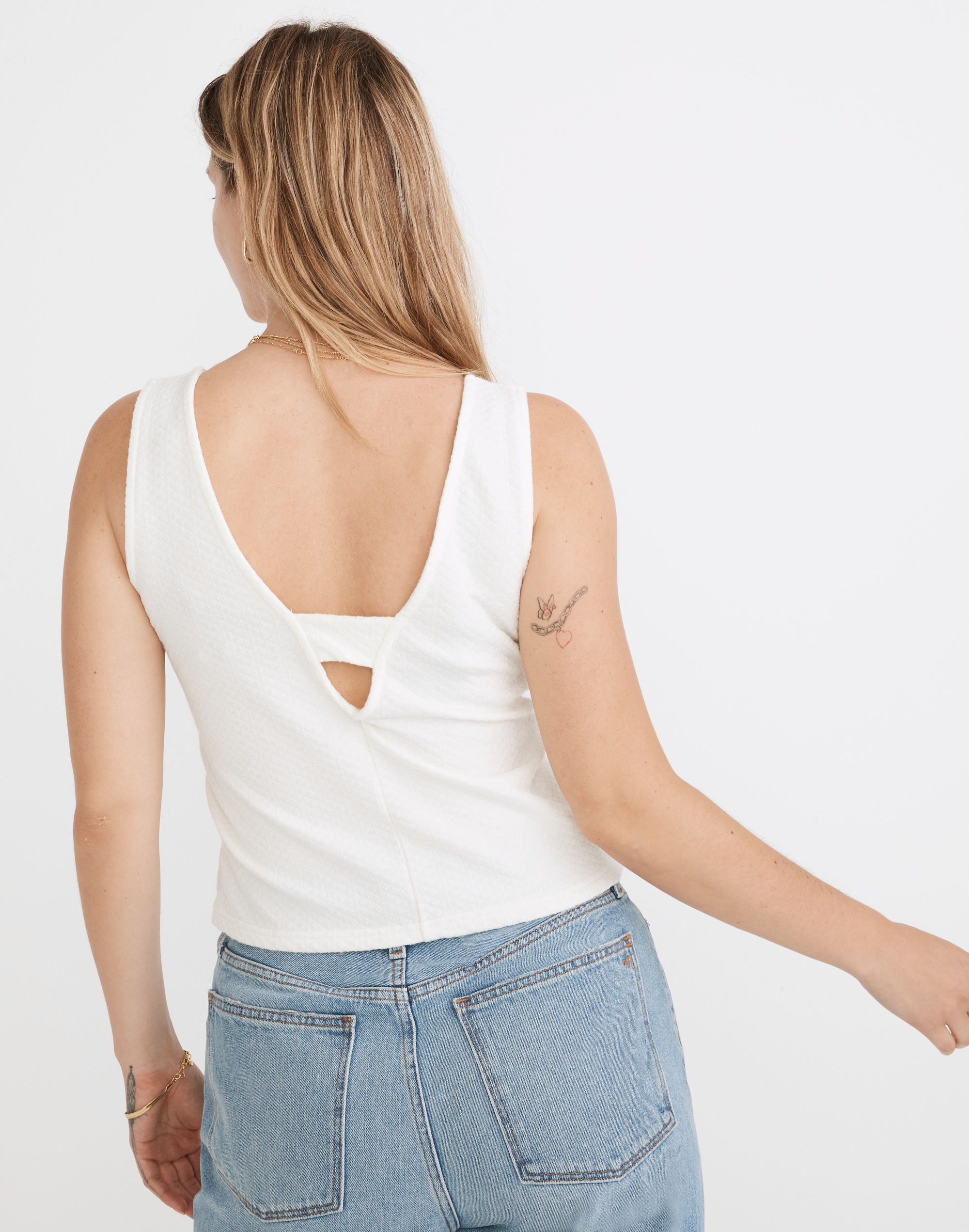 Jacquard Peekaboo-Back Crop Tank | Madewell