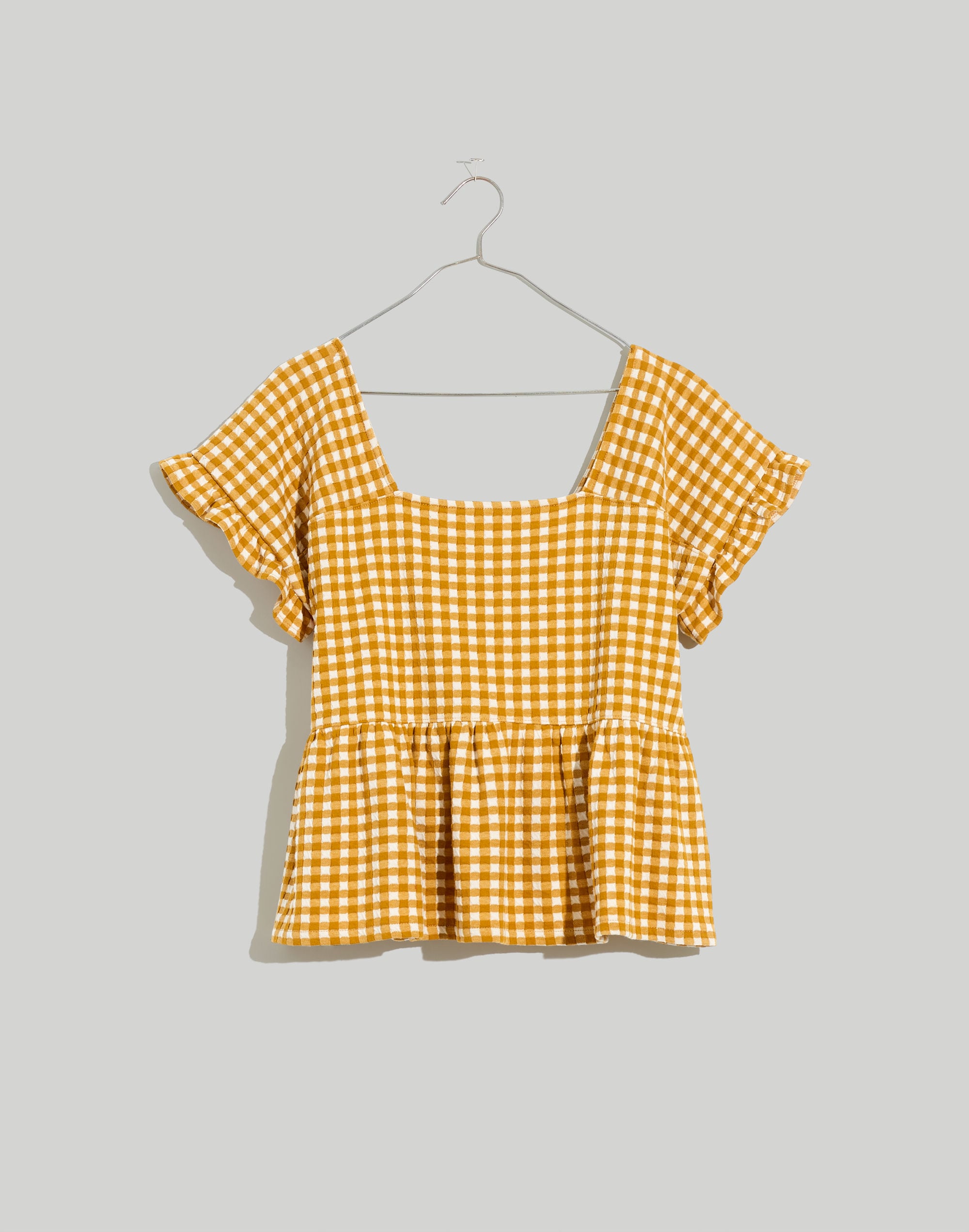 Gingham Knit Ruffle-Hem Top | Madewell