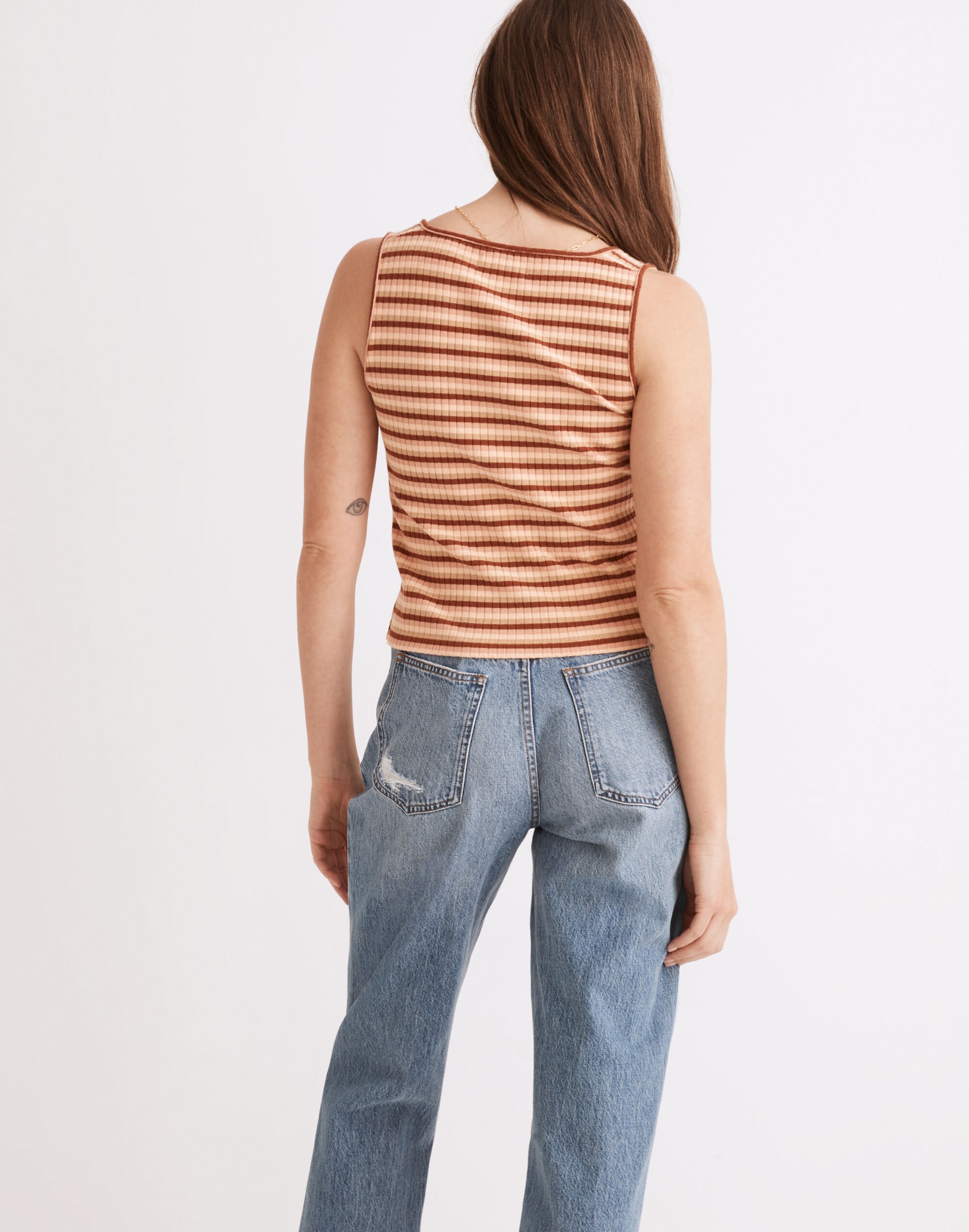 (Re)sourced Ribbed Button-Front Crop Tank in Braxton Stripe | Madewell