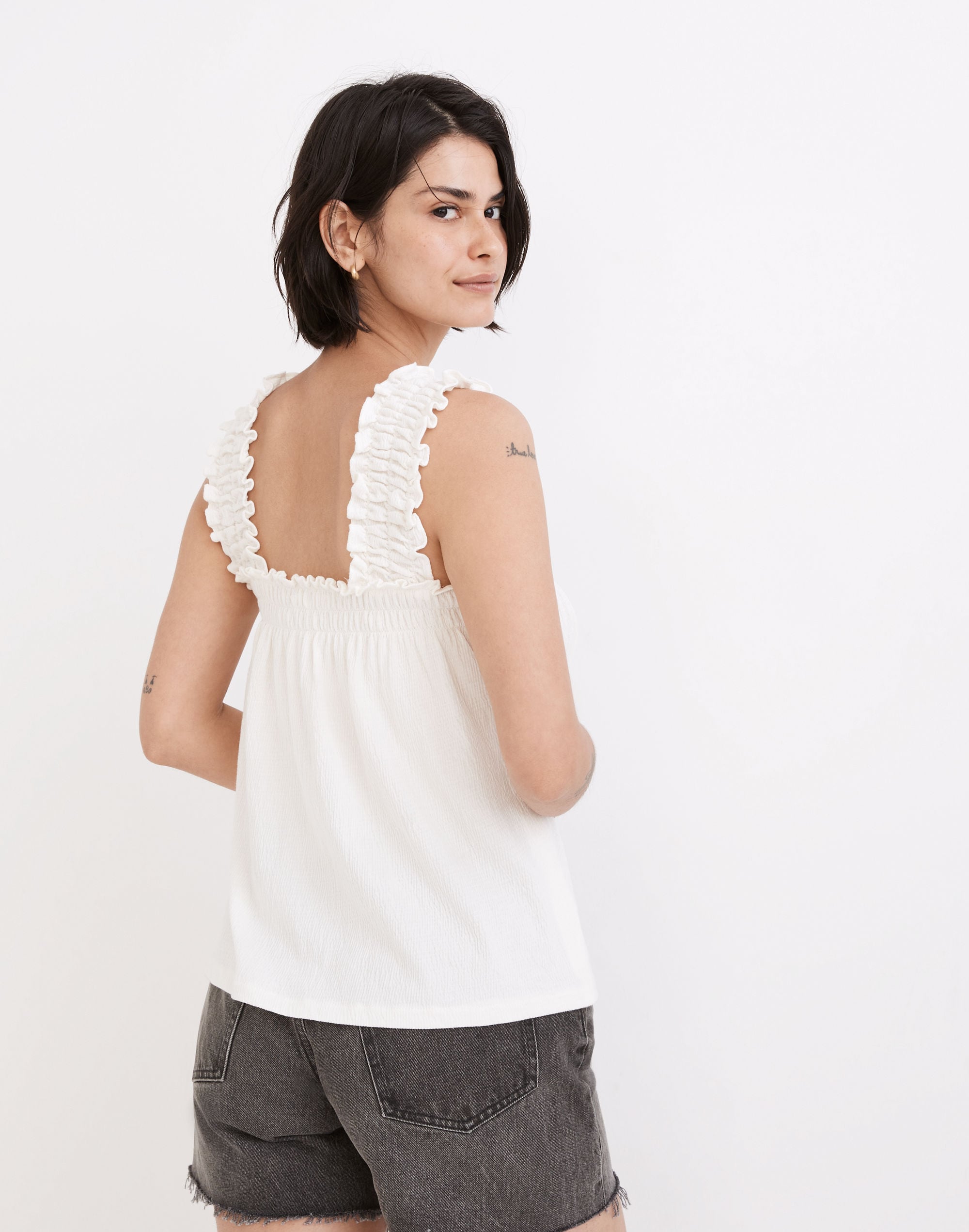 Knit Lightspun Ruched-Strap Top | Madewell