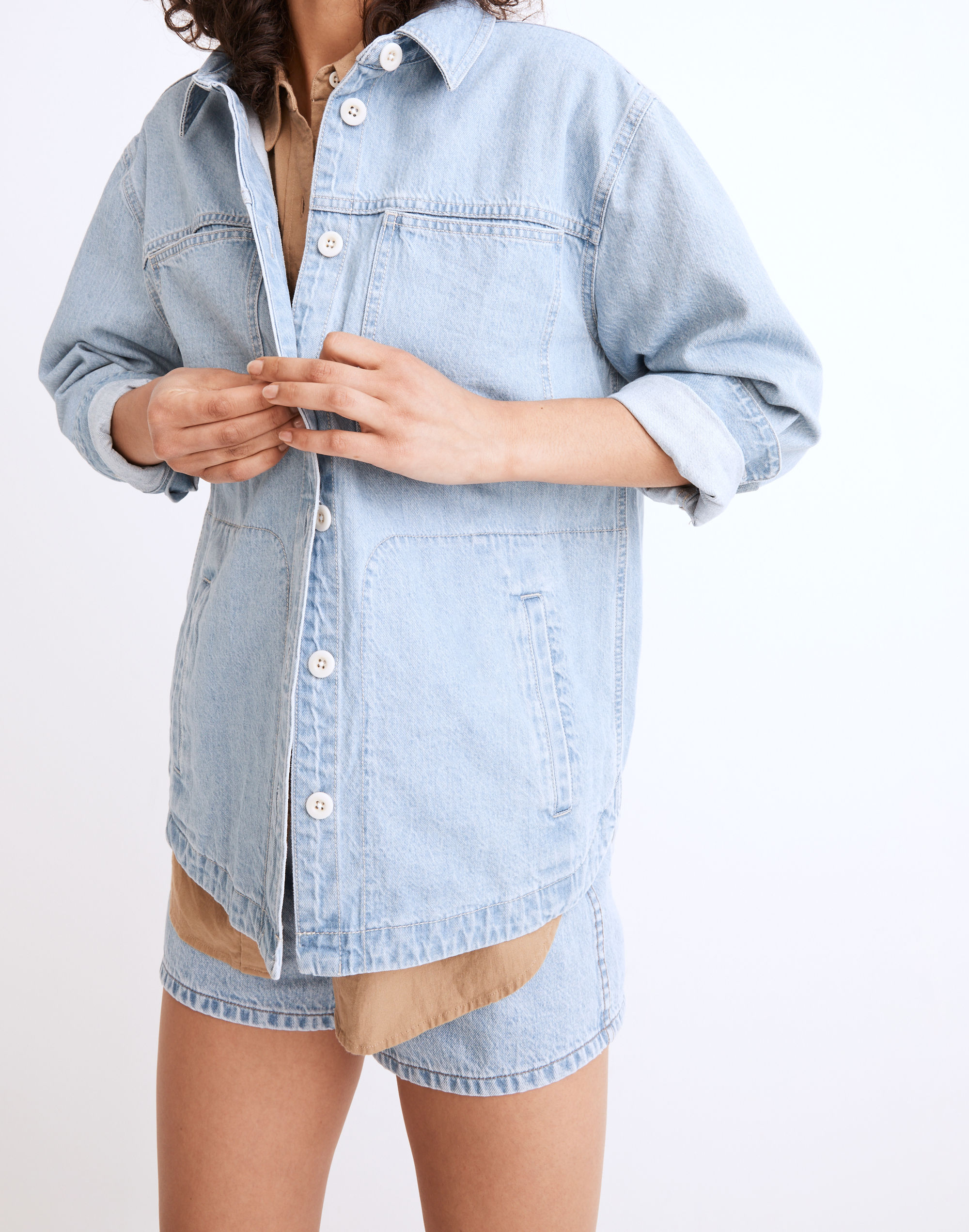 Denim Ames Oversized Shirt-Jacket in Corrigan Wash