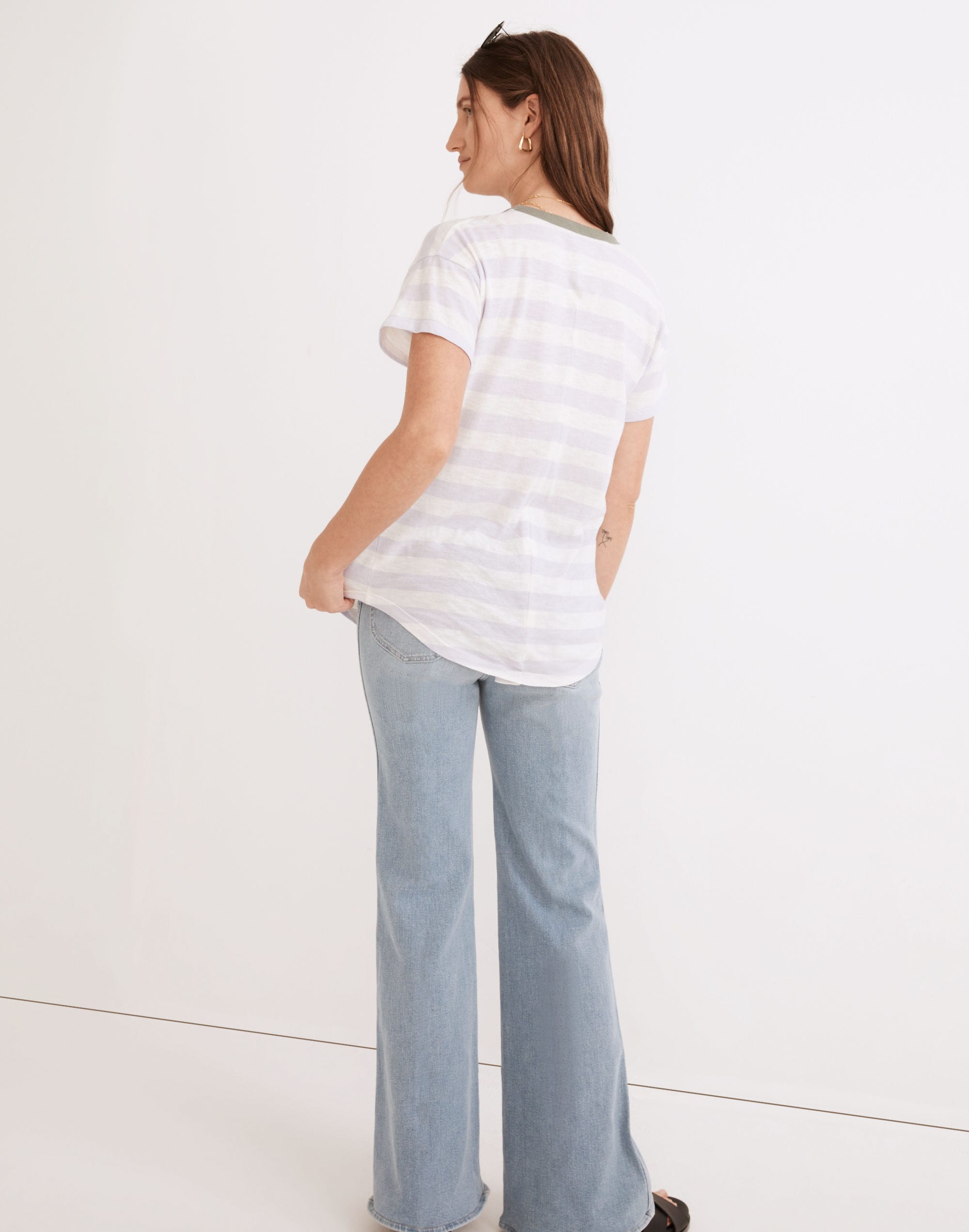 Whisper Cotton Rib-Crewneck Ringer Tee Thurman Stripe | Madewell