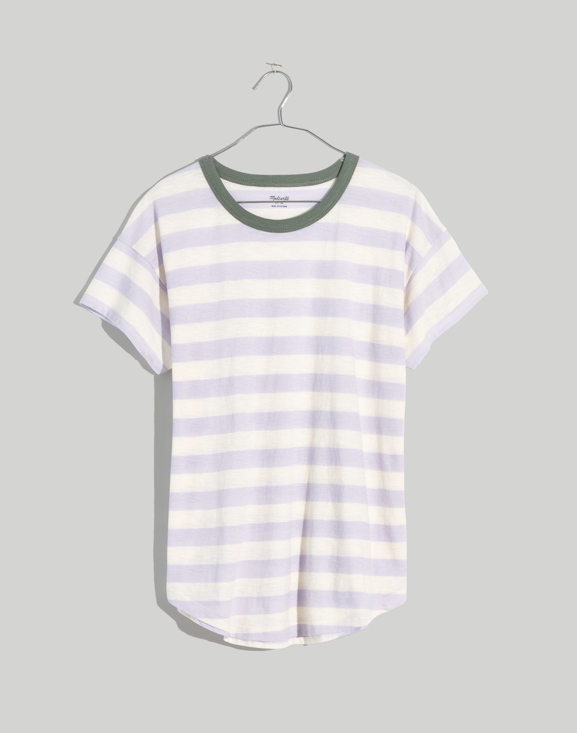 Whisper Cotton Rib-Crewneck Ringer Tee Thurman Stripe | Madewell