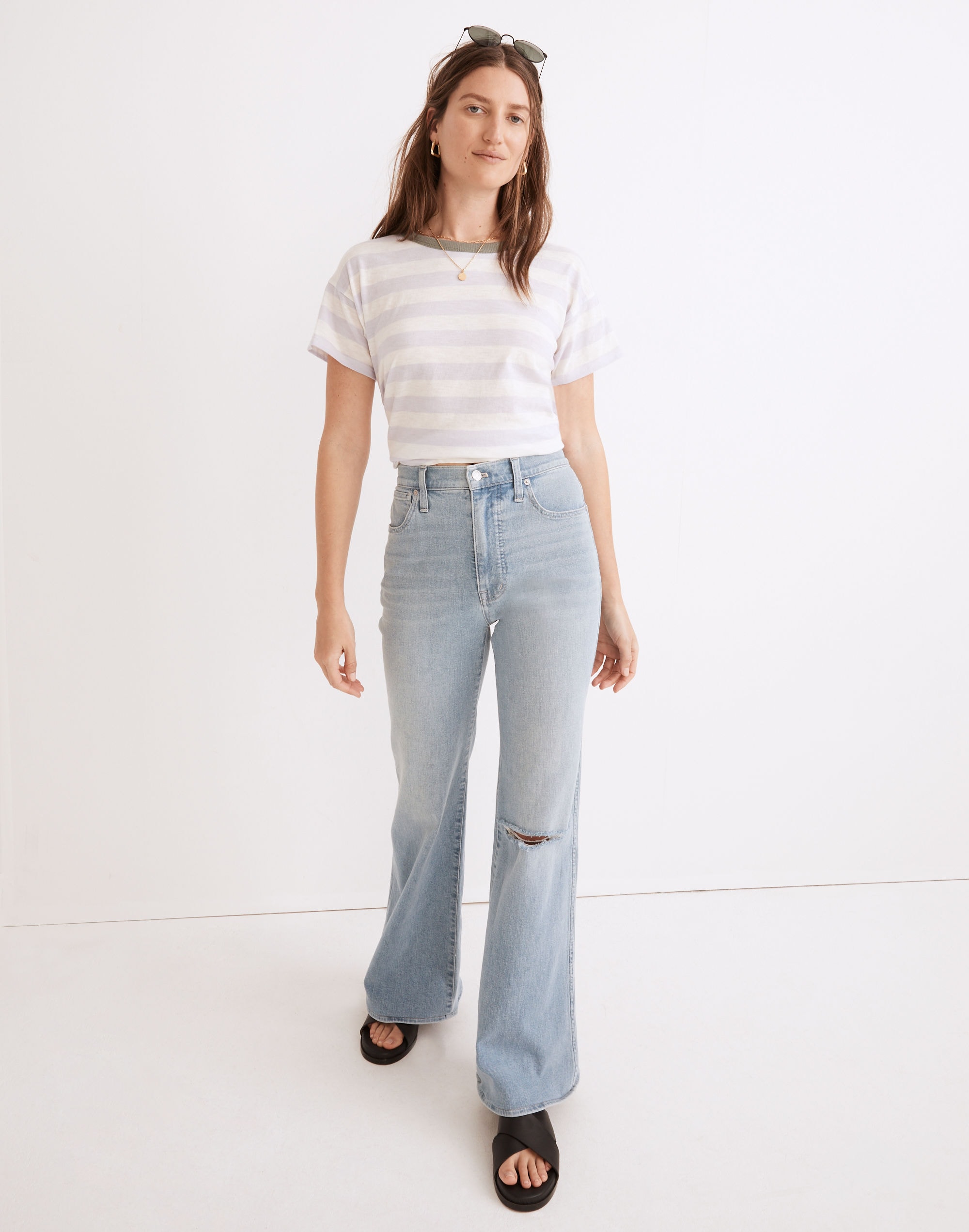 Whisper Cotton Rib-Crewneck Ringer Tee Thurman Stripe | Madewell