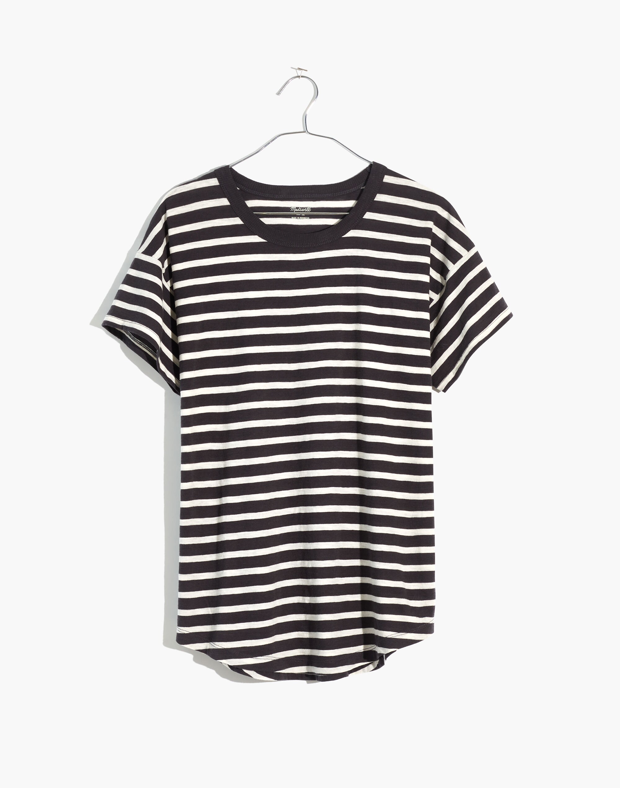 Whisper Cotton Rib-Crewneck Tee in Hader Stripe | Madewell