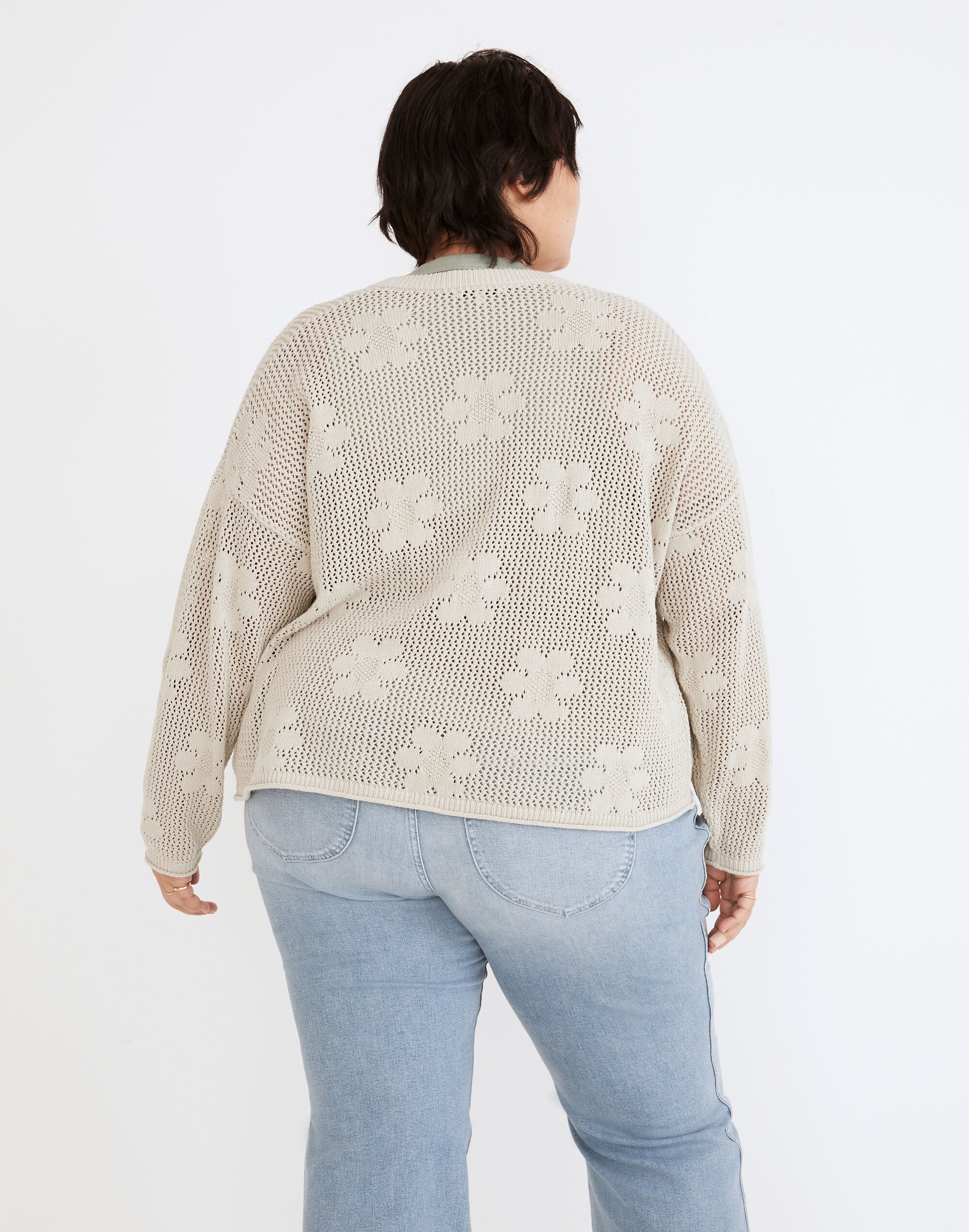 Plus Floral Open-Stitch Cardigan Sweater | Madewell