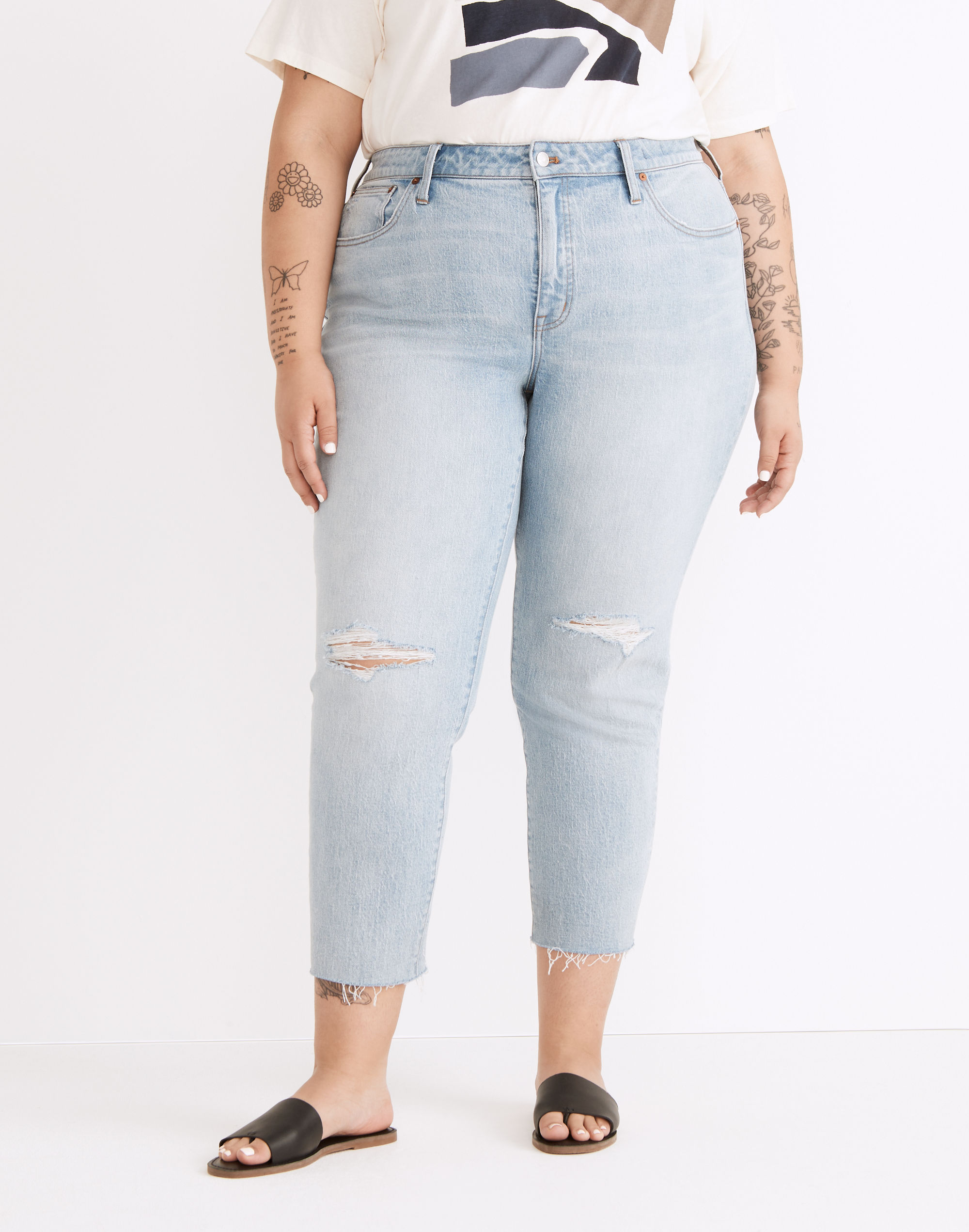 The Plus High-Rise Slim Boyjean Prentice Wash: Ripped Edition | Madewell