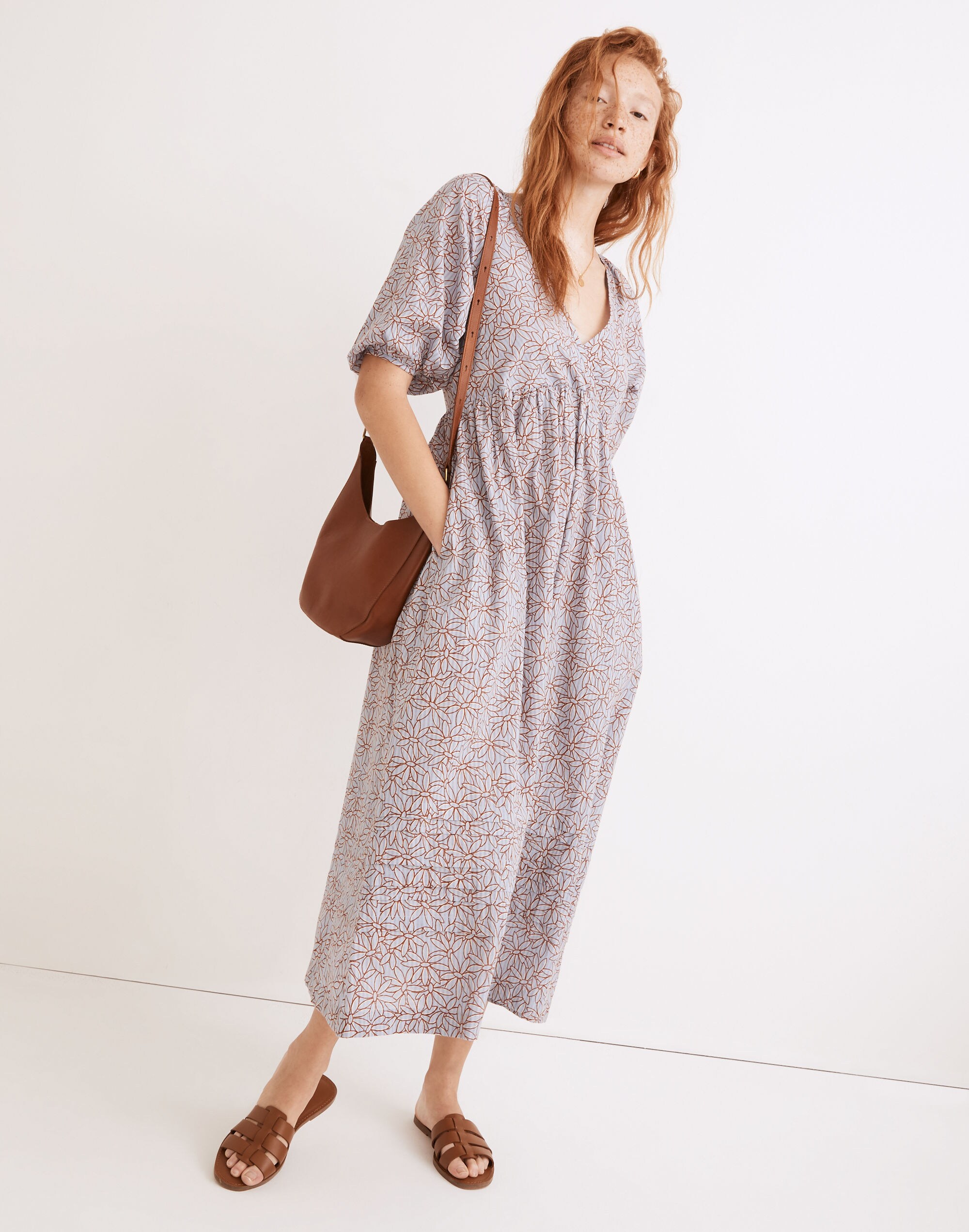 Marianna Puff-Sleeve Midi Dress Dream-On Daisies | Madewell