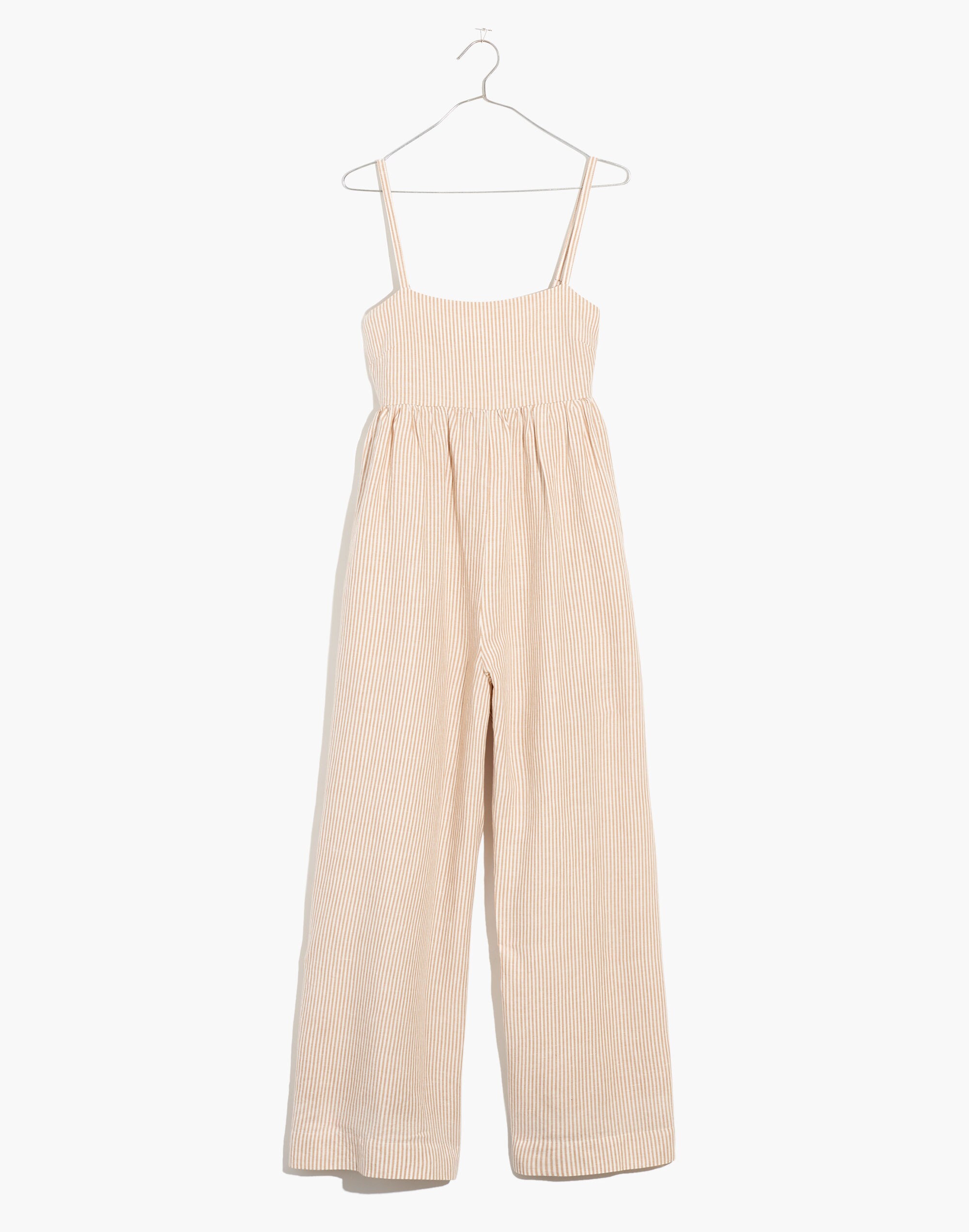 Linen-Blend Tie-Back Wide-Leg Jumpsuit Stripe | Madewell