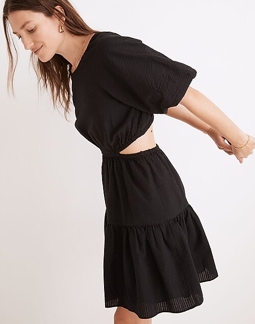 Khaki Wrap Top Belted Short Sleeve Plisse Mini Dress