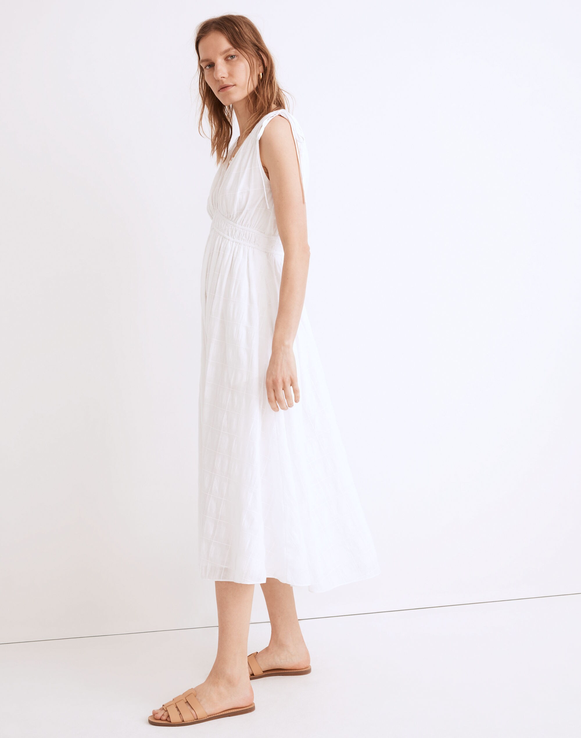 Sophia Smocked Midi Dress Windowpane | Madewell