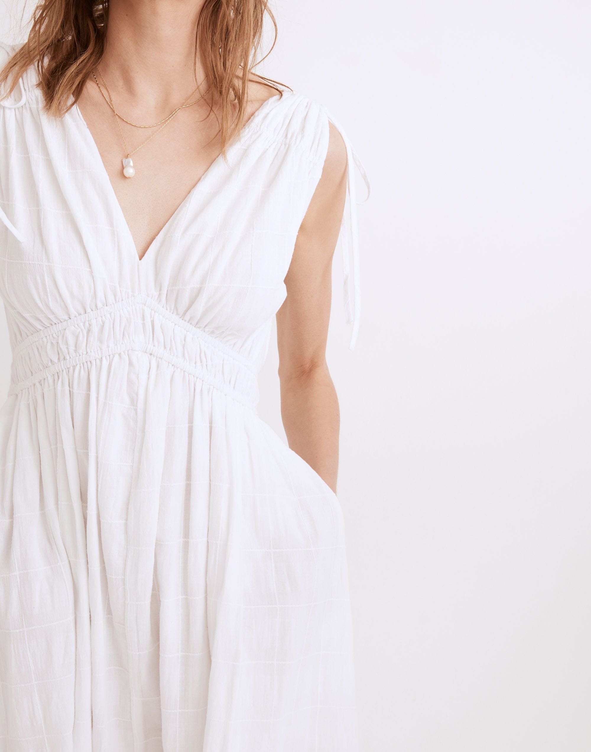 Sophia Smocked Midi Dress Windowpane | Madewell