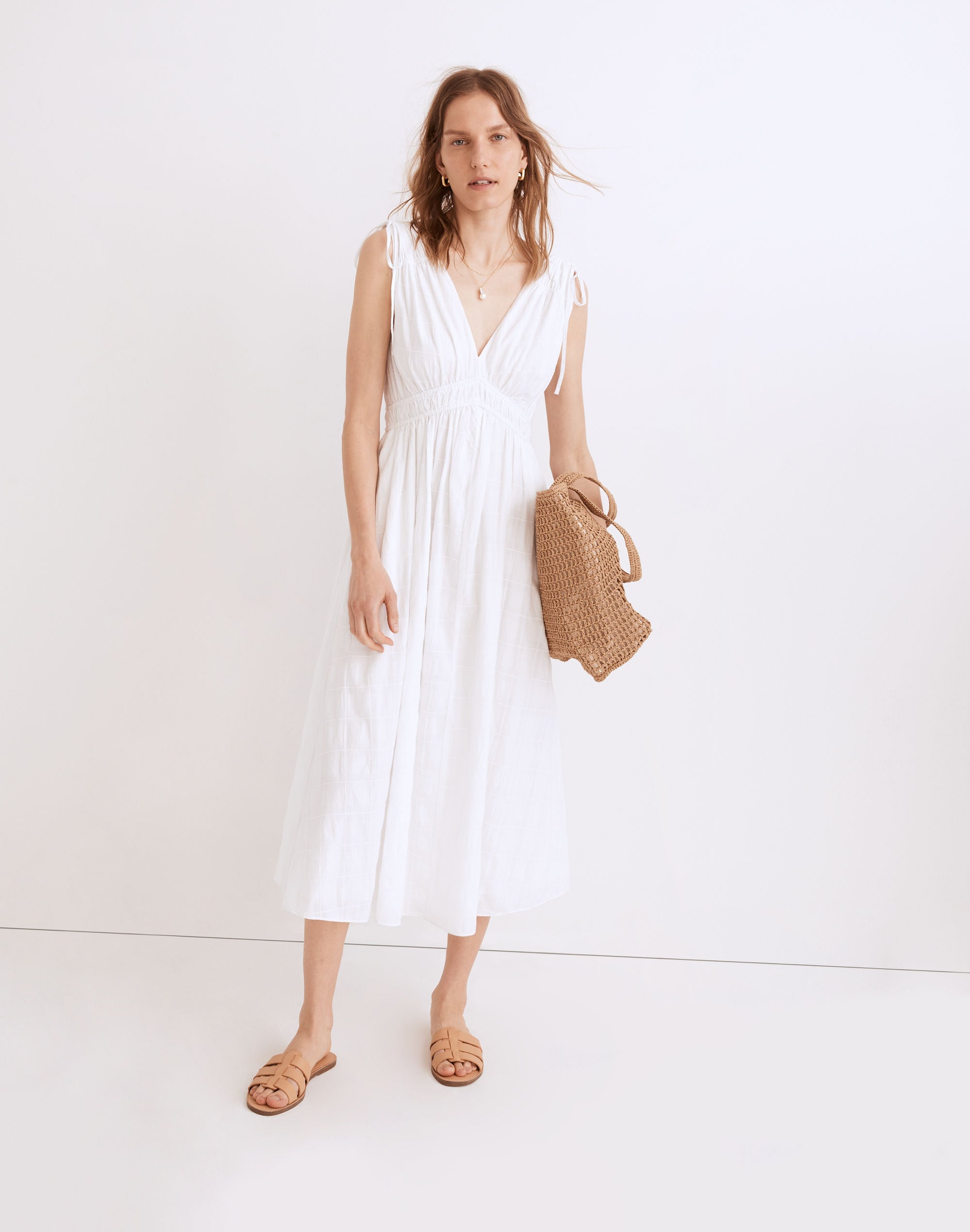 Sophia Smocked Midi Dress Windowpane | Madewell