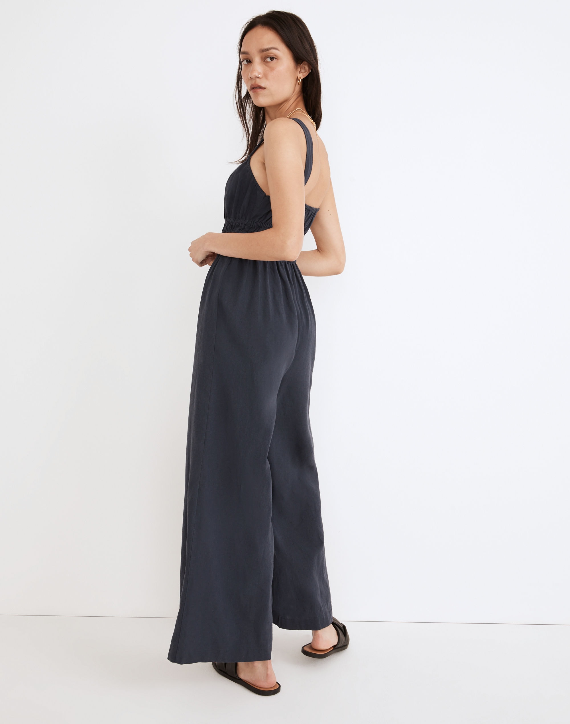 Madewell button front store wide leg jumpsuit