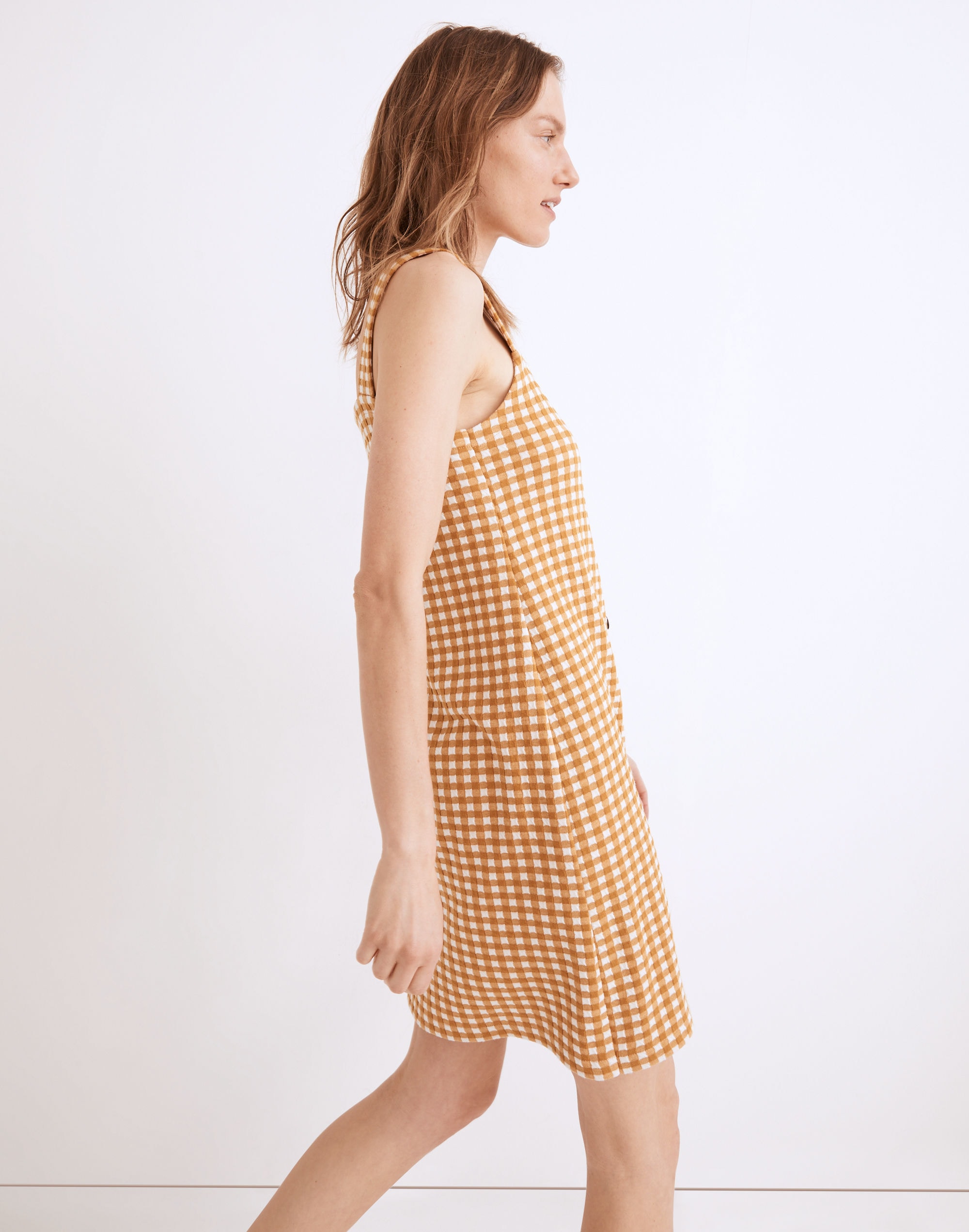 Jacquard Button-Front Mini Dress Gingham Check | Madewell