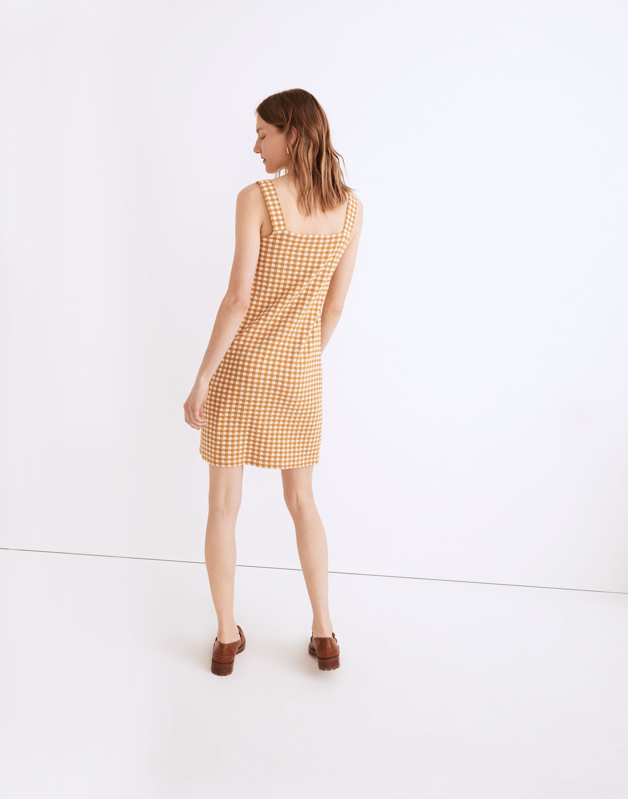 Jacquard Button-Front Mini Dress Gingham Check | Madewell