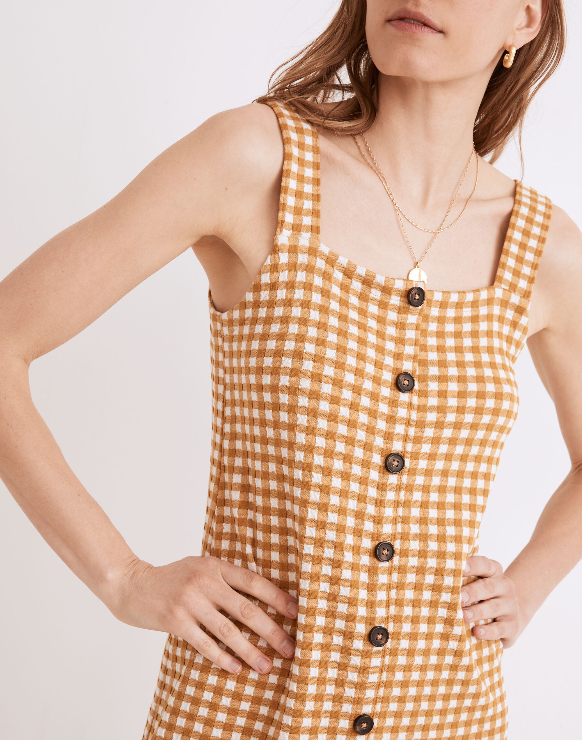 Jacquard Button-Front Mini Dress Gingham Check | Madewell