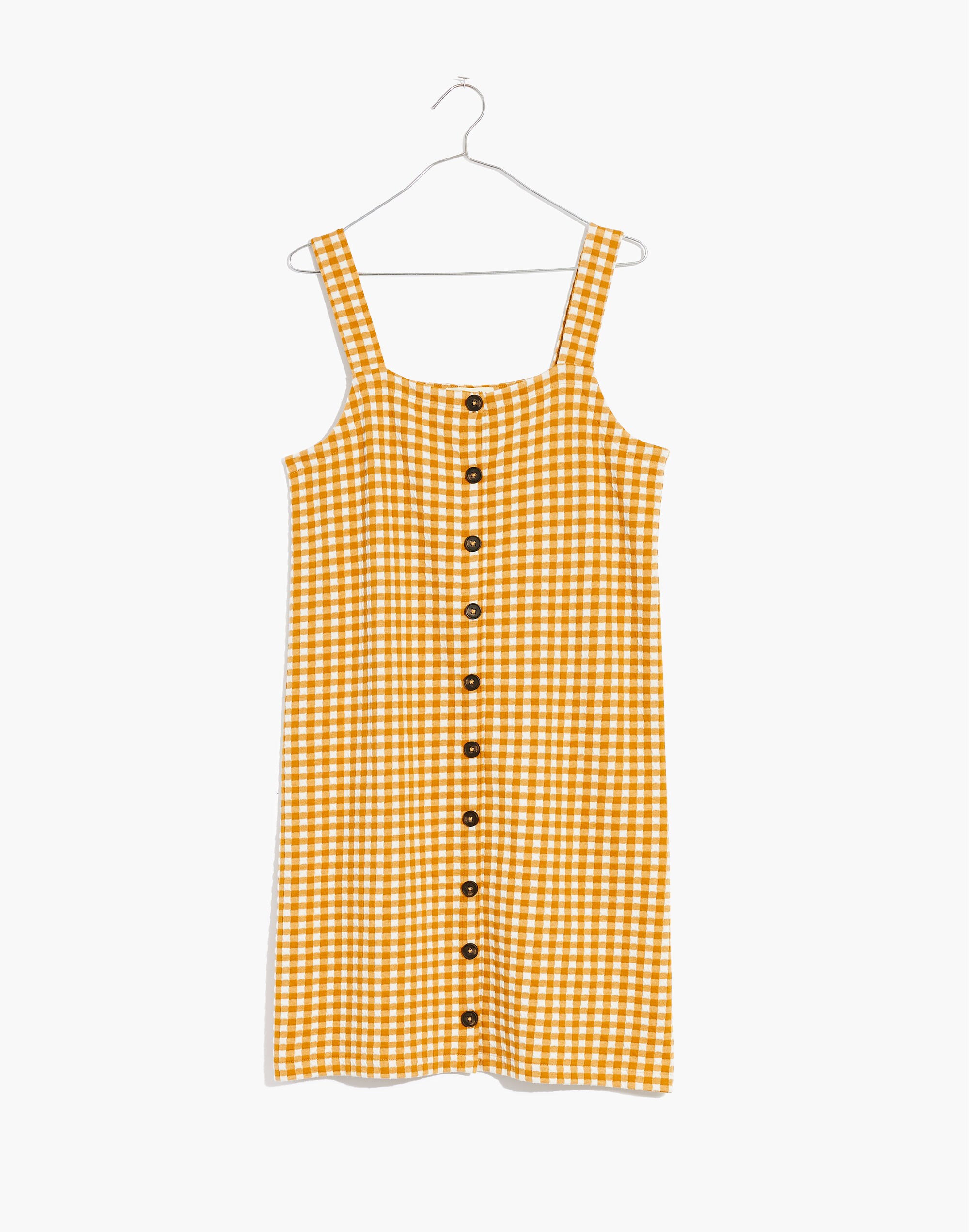 Jacquard Button-Front Mini Dress Gingham Check | Madewell